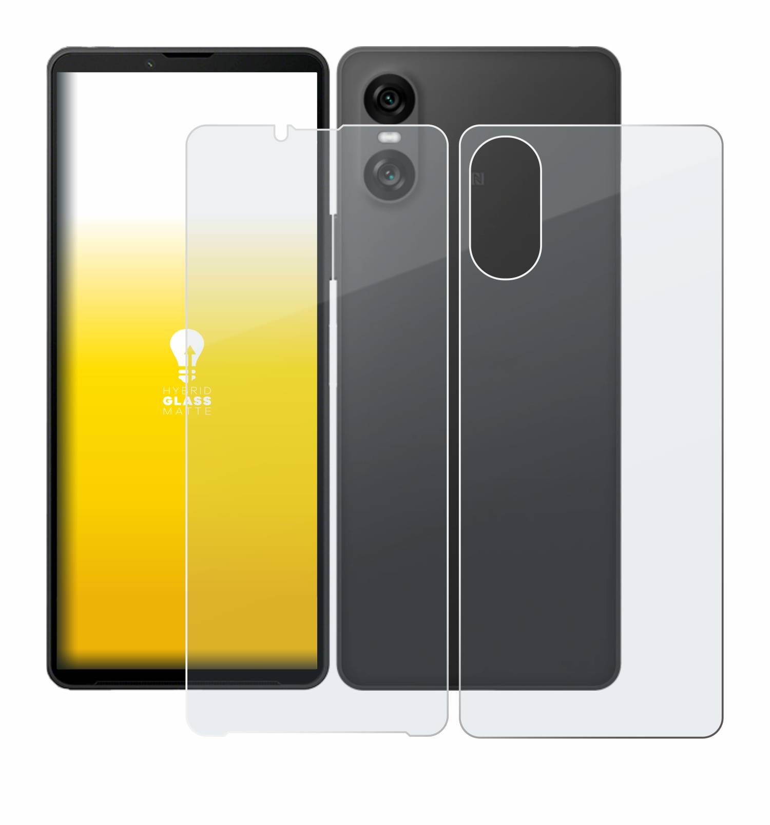 upscreen Hybrid Glas Matt Schutz-Folie für Sony Xperia 10 VI (Display+Rückseite)