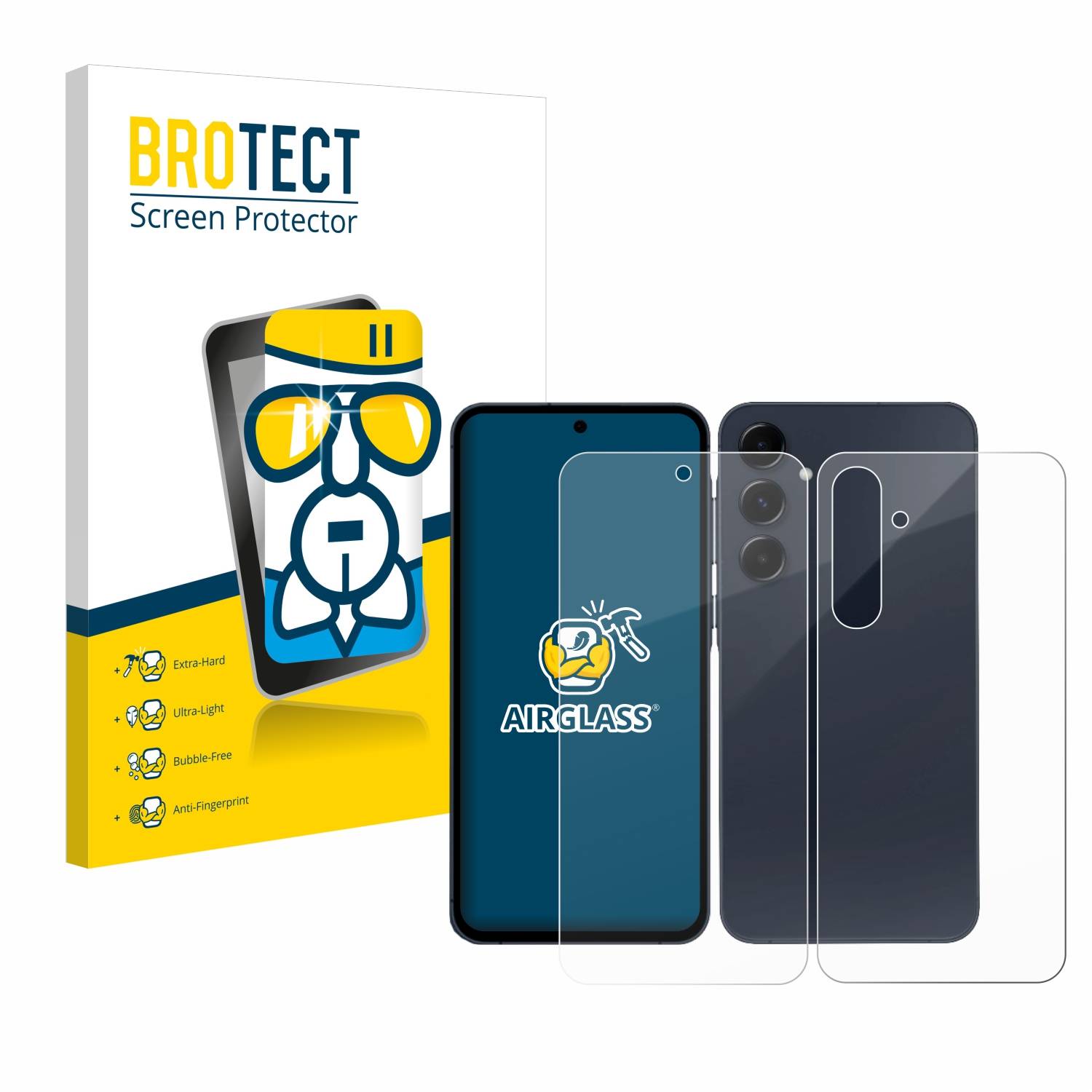 BROTECT AirGlass Glas Schutz-Folie für Samsung Galaxy A35 5G (Display+Rückseite) - Schutzglas