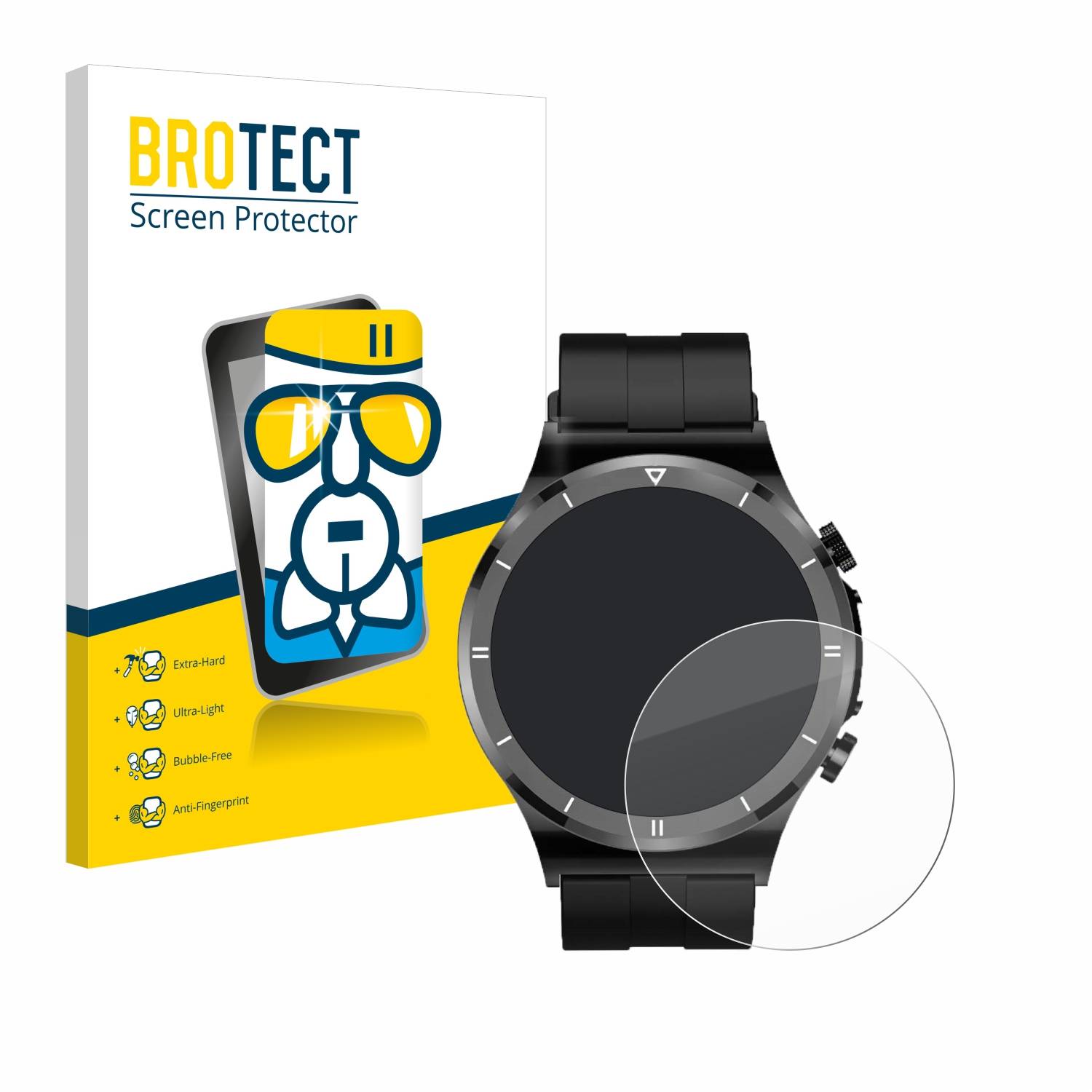 BROTECT AirGlass Glas Panzer-Folie für Sanorum Smartwatch 1.39 - Schutzglas