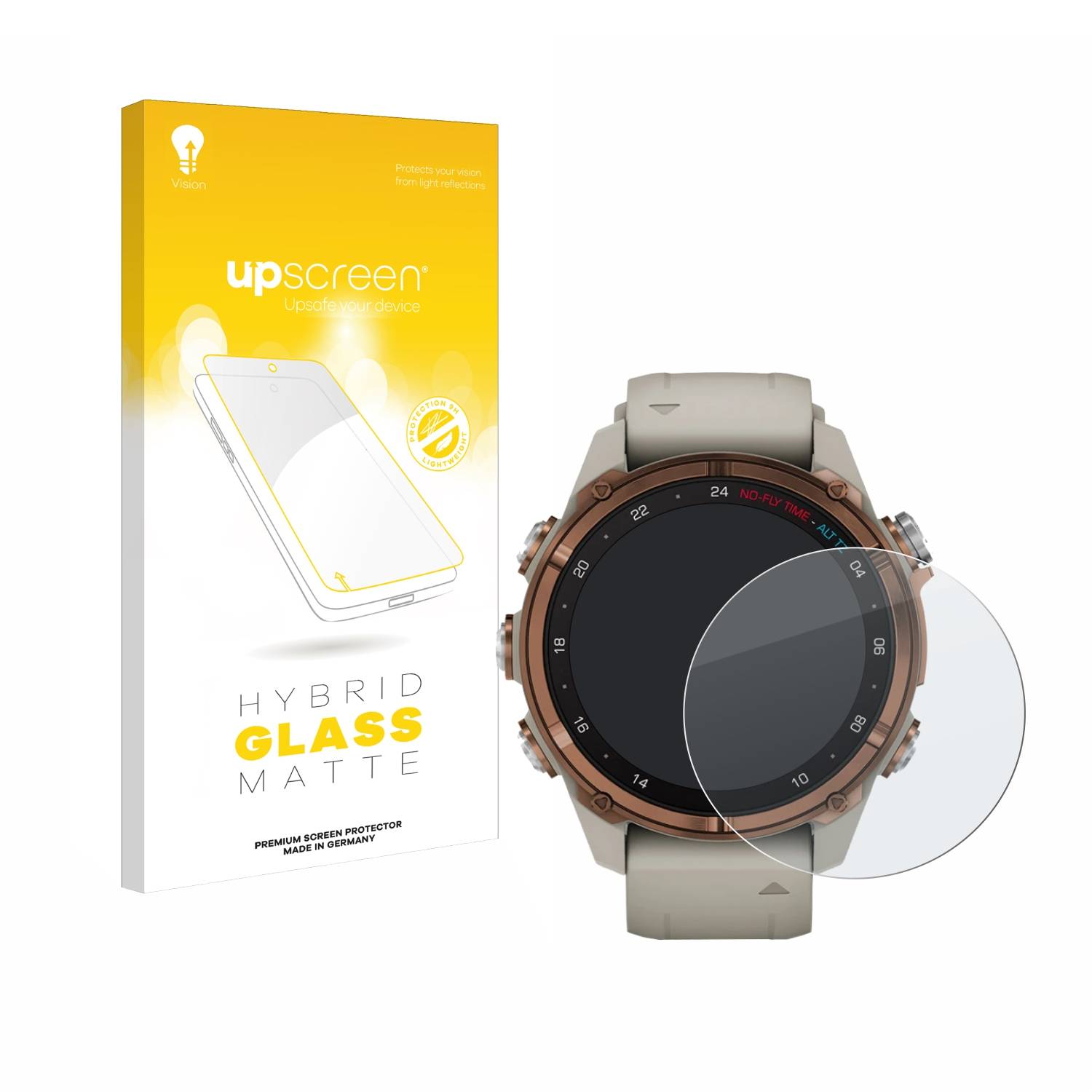 upscreen Hybrid Glas Matt Panzer-Folie für Garmin Descent Mk3 (43 mm)