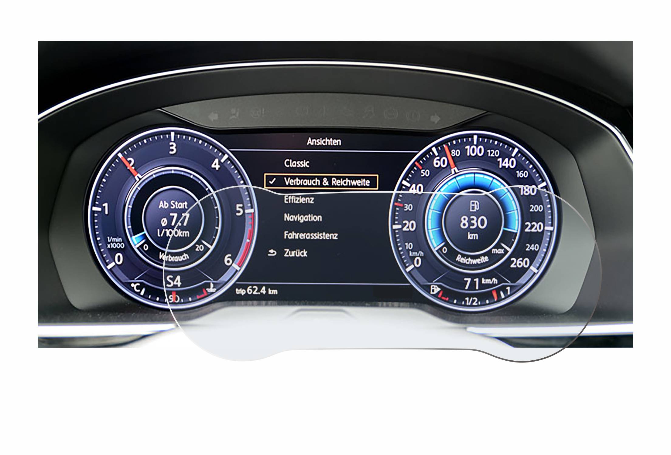 upscreen Reflection Shield Matt Schutzfolie für Volkswagen Arteon 2017 Active Info Chockpit 12.3
