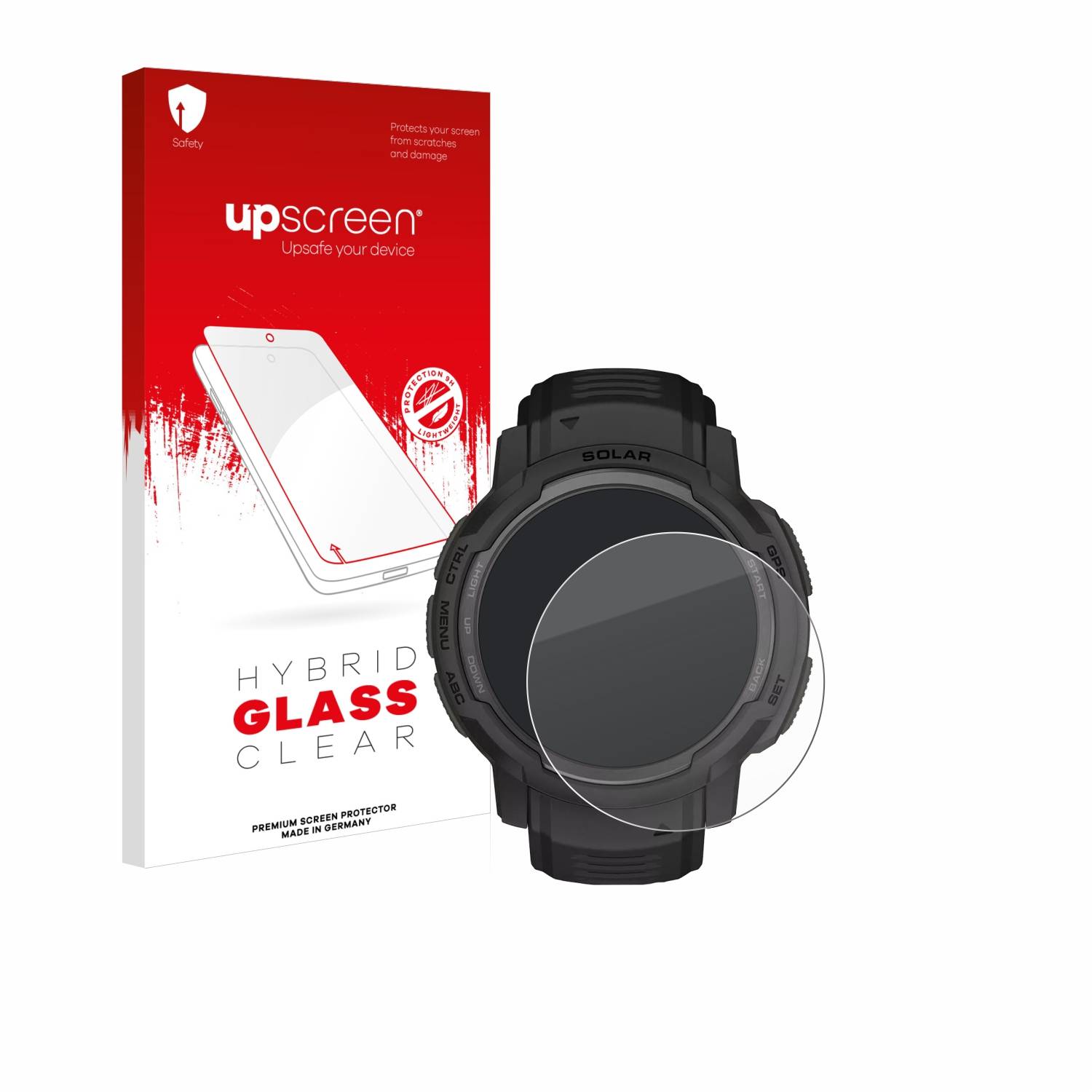 upscreen Hybrid Glas Schutz-Folie für Garmin Instinct Crossover Solar