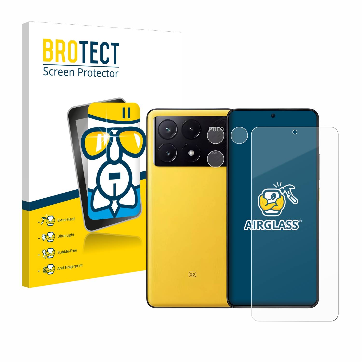 BROTECT AirGlass Glas Schutz-Folie für Xiaomi Poco X6 Pro (Display+Kamera) - Schutzglas
