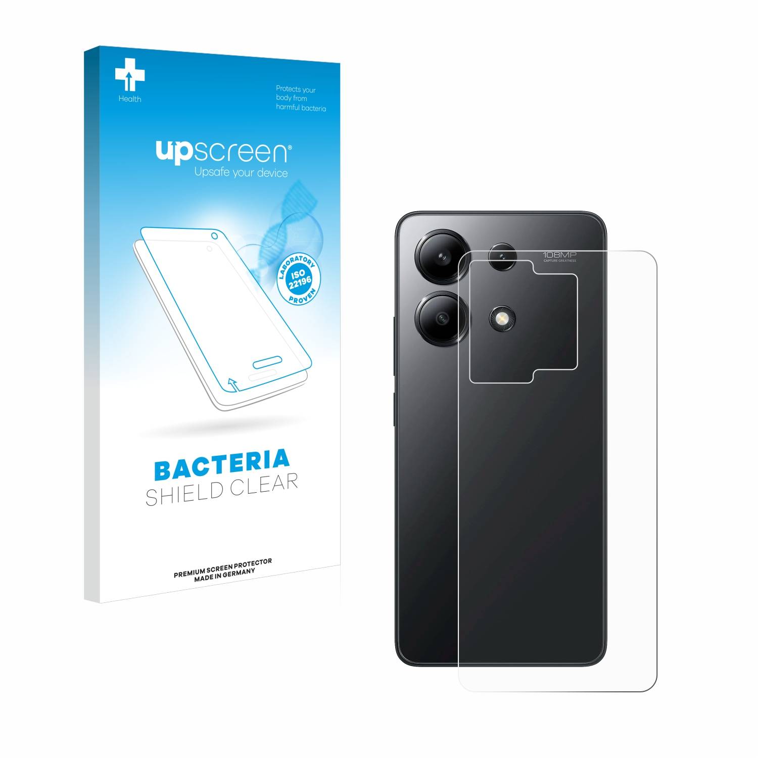 upscreen Bacteria Shield Schutzfolie für Xiaomi Redmi Note 13 4G (Rückseite) - Antibakteriell