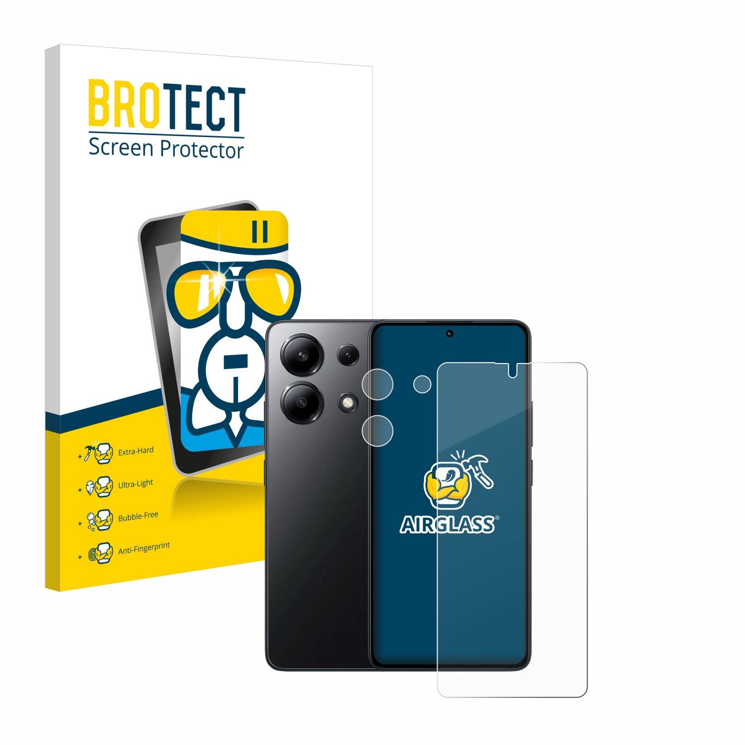 BROTECT AirGlass Glas Schutz-Folie für Xiaomi Redmi Note 13 4G (Display+Kamera) - Schutzglas