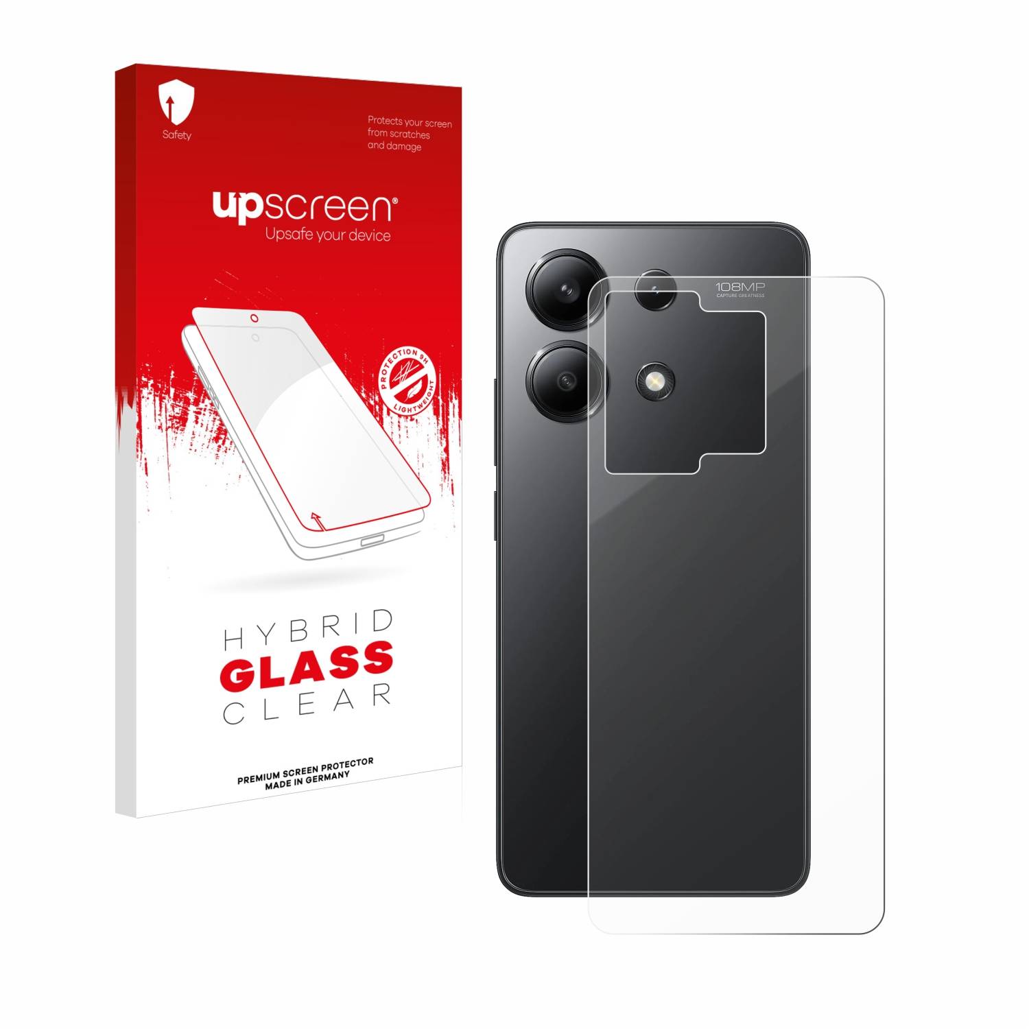 upscreen Hybrid Glas Schutz-Folie für Xiaomi Redmi Note 13 5G (Rückseite)