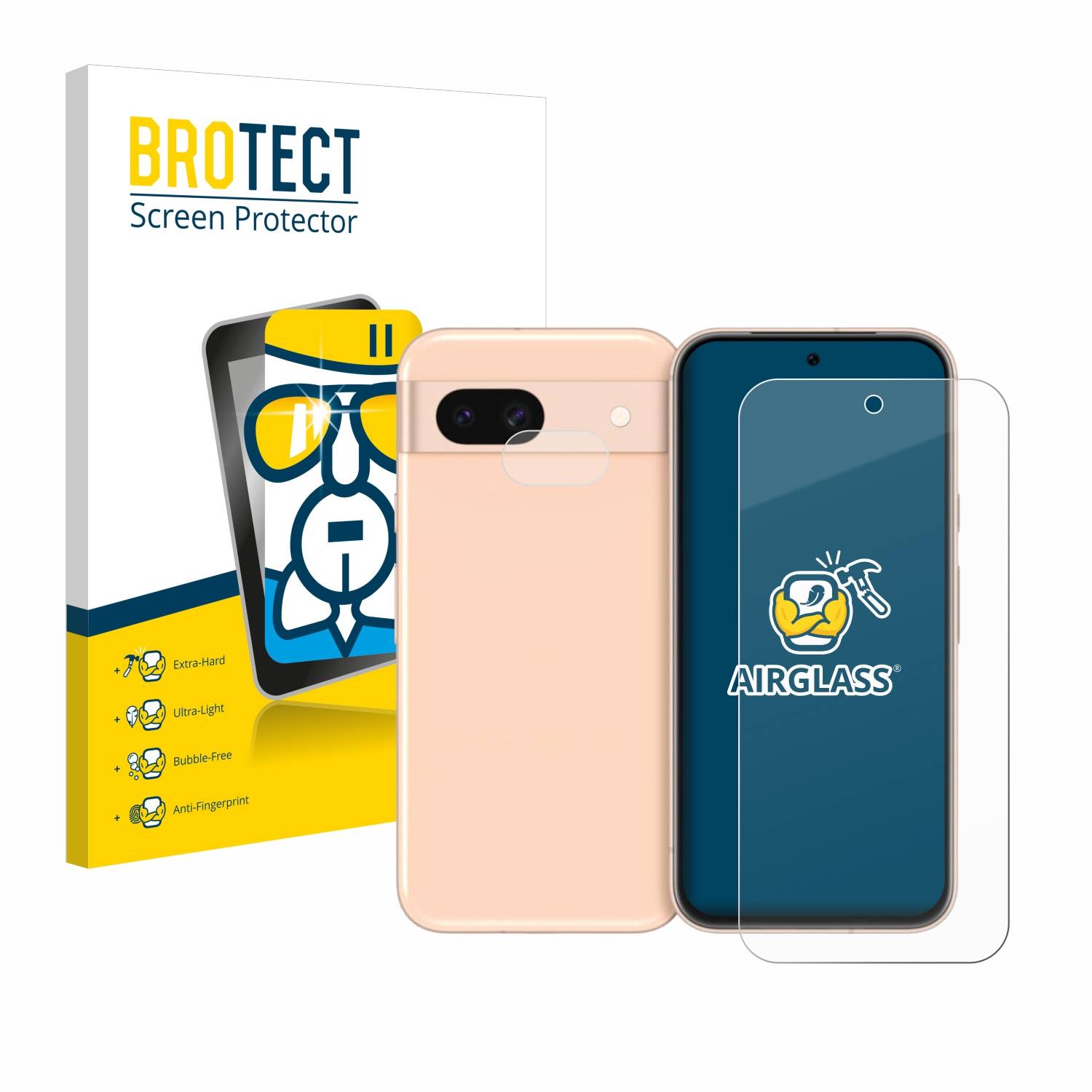 BROTECT AirGlass Glas Panzer-Folie für Google Pixel 8a (Display+Kamera) - Schutzglas