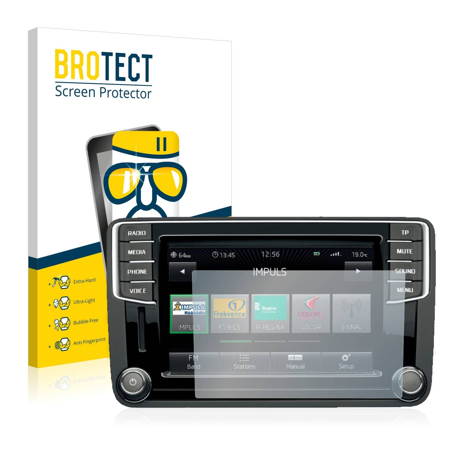 BROTECT AirGlass Glas Panzer-Folie für Skoda Amundsen 2015 Infotainment System (Trapez) - Schutzglas