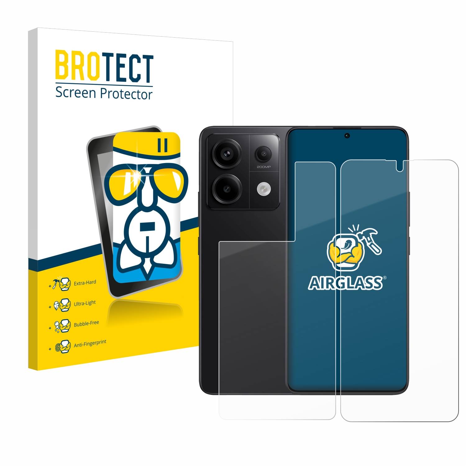 BROTECT AirGlass Glas Schutz-Folie für Xiaomi Redmi Note 13 Pro 5G (Display+Rückseite) - Schutzglas