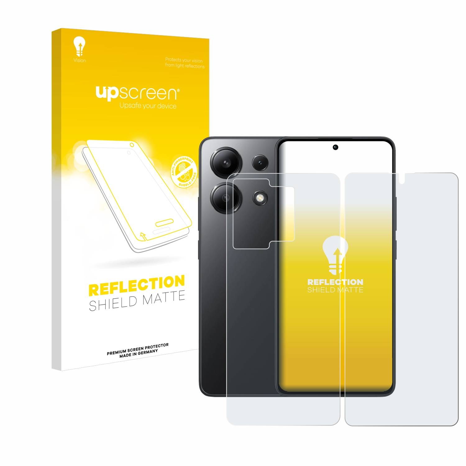 upscreen Reflection Shield Matt Schutzfolie für Xiaomi Redmi Note 13 5G (Display+Rückseite)