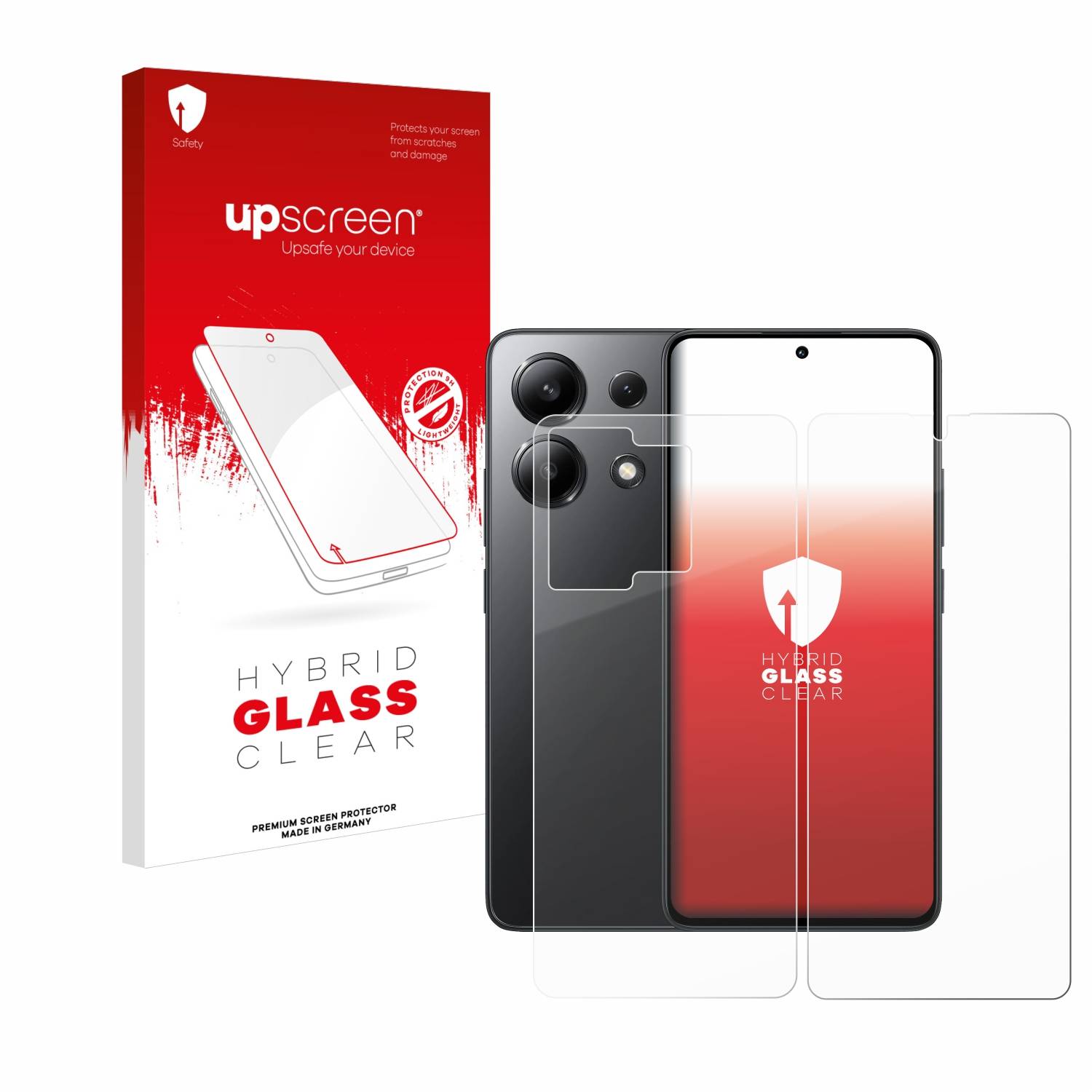 upscreen Hybrid Glas Schutz-Folie für Xiaomi Redmi Note 13 (Display+Rückseite)