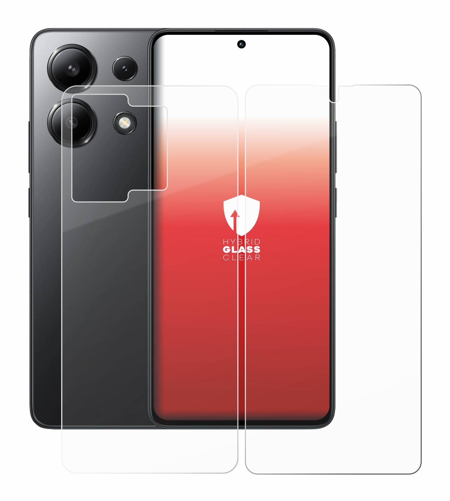 upscreen Hybrid Glas Schutz-Folie für Xiaomi Redmi Note 13 (Display+Rückseite)