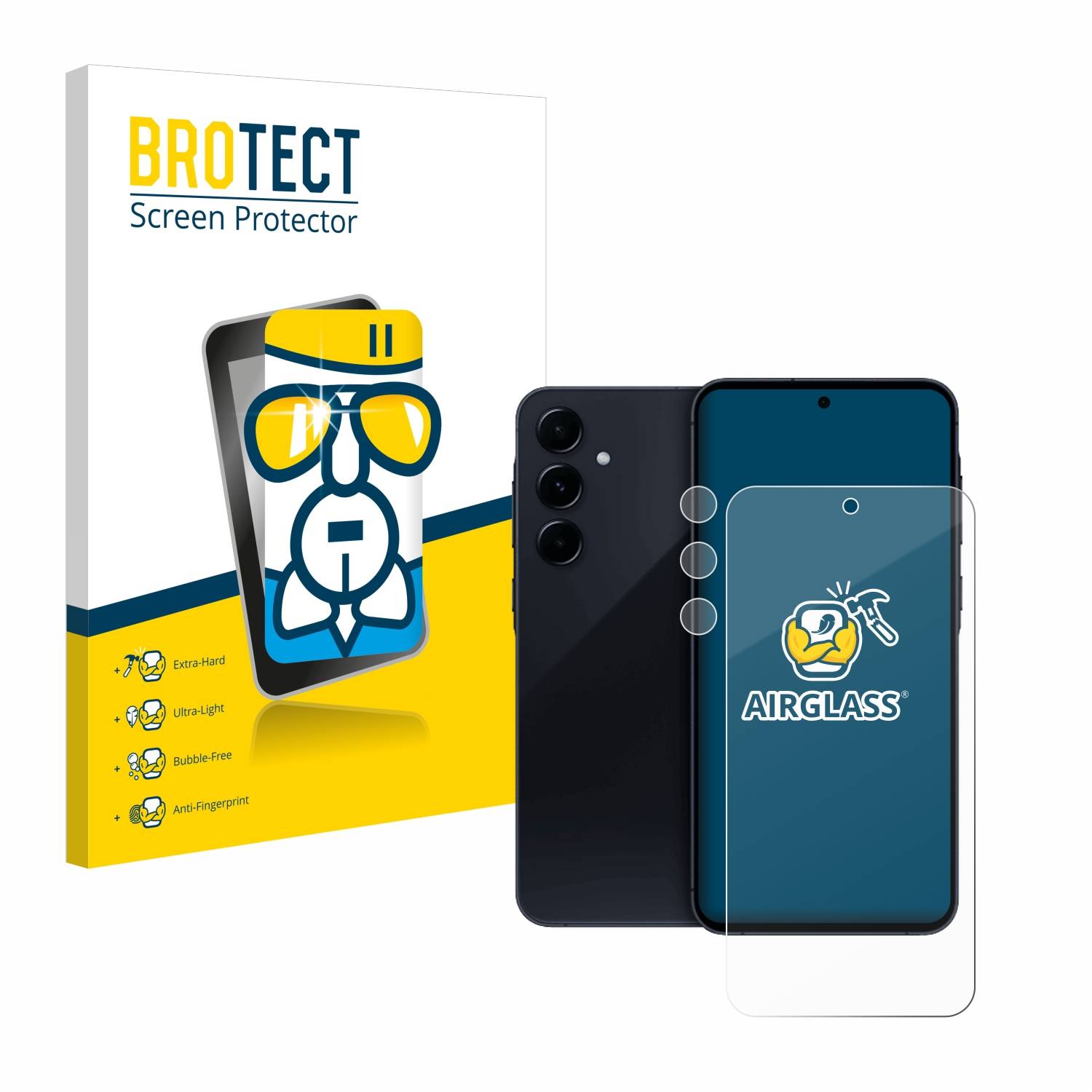 BROTECT AirGlass Glas Schutz-Folie für Samsung Galaxy A55 5G (Display+Kamera) - Schutzglas