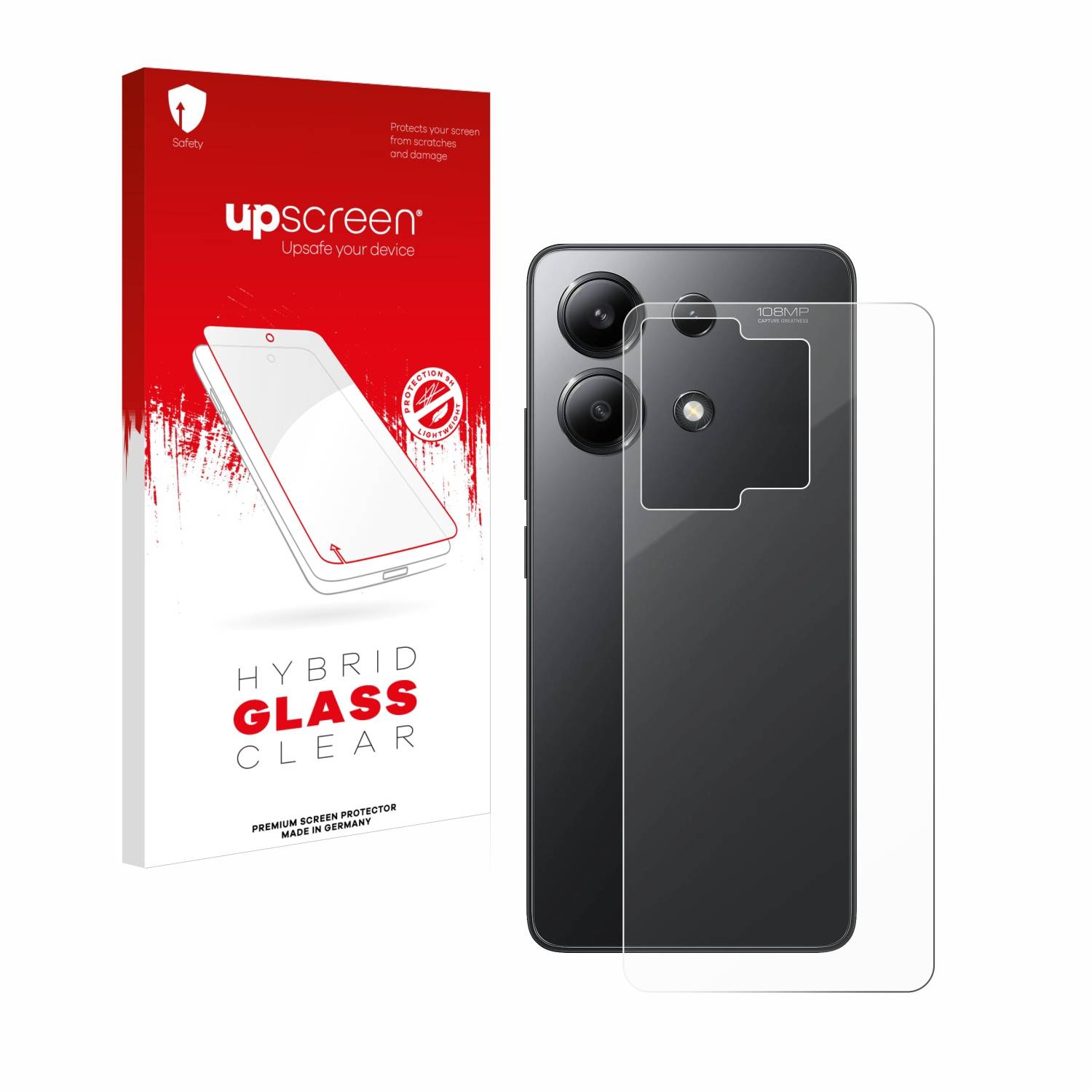 upscreen Hybrid Glas Schutz-Folie für Xiaomi Redmi Note 13 (Rückseite)