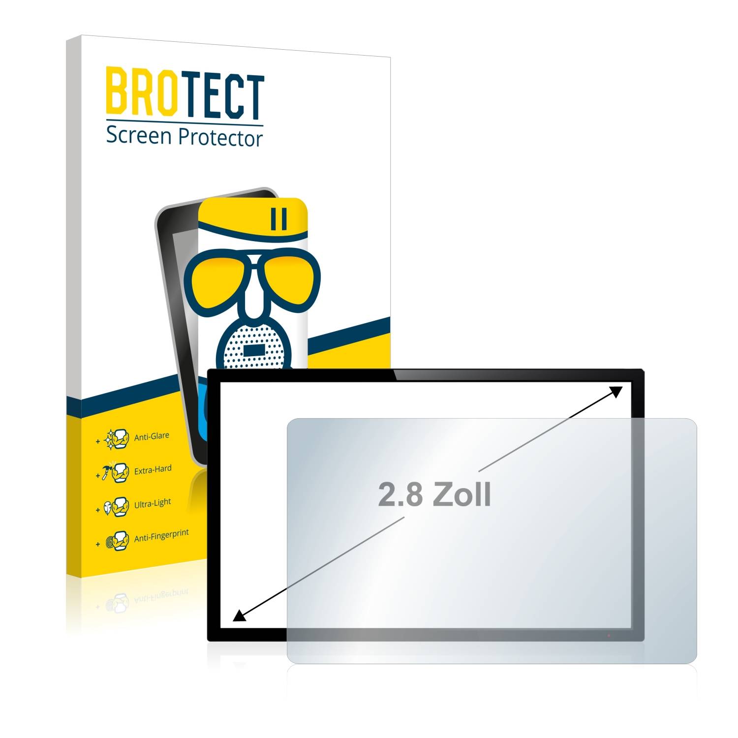 BROTECT AirGlass Matt Glas Schutz Folie für Touch-Panel PCs mit 2.8 Zoll Displays [44 mm x 58.2 mm, 4:3]