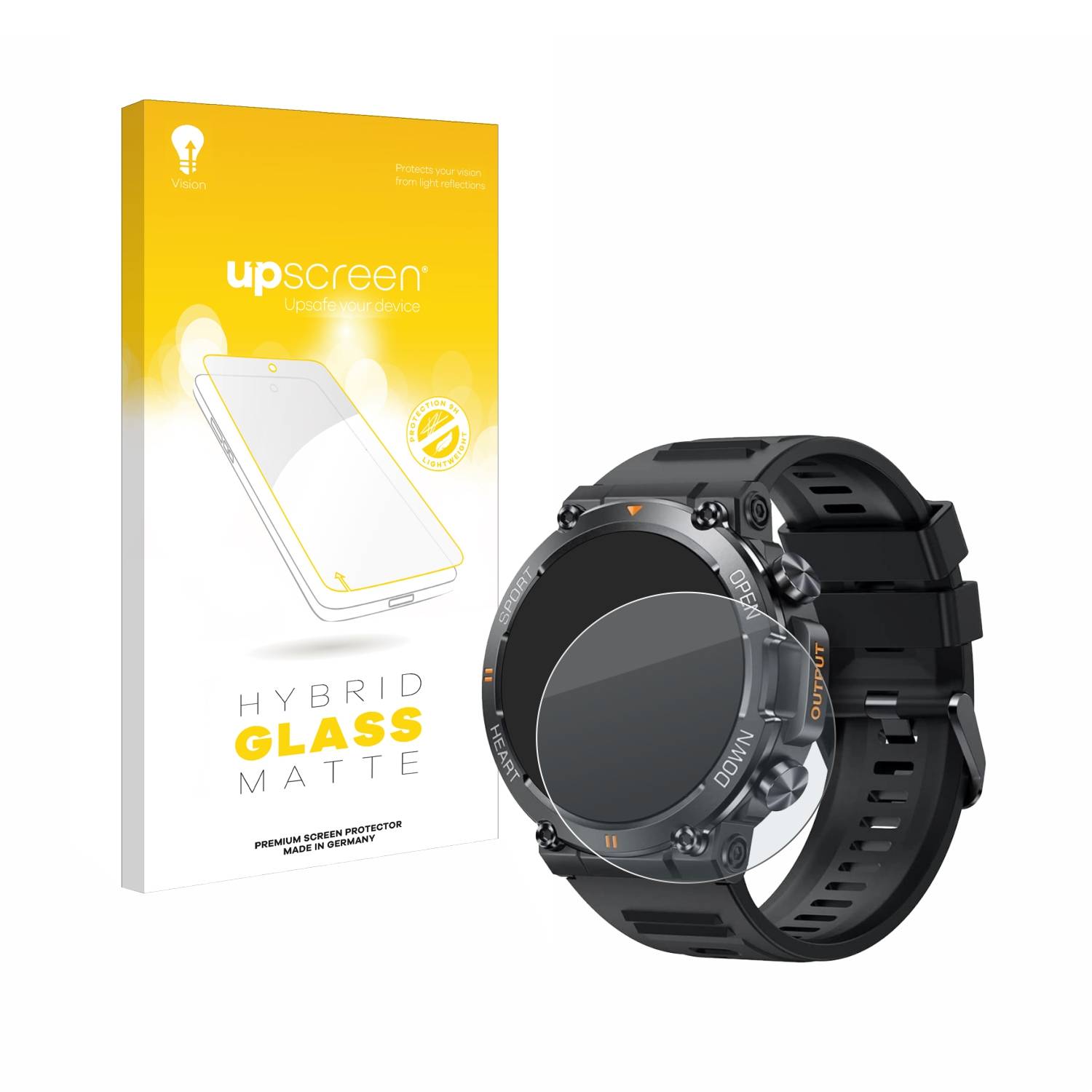 upscreen Hybrid Glas Matt Schutz-Folie für Akkee Smartwatch 1.39