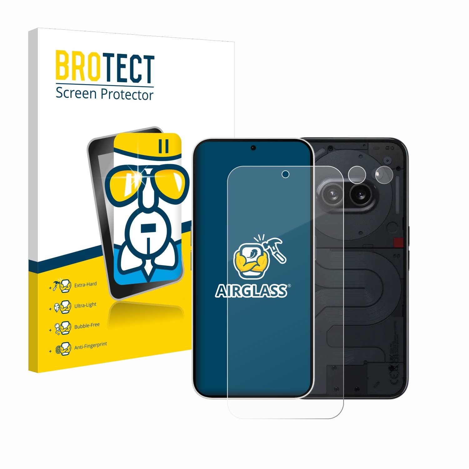 BROTECT AirGlass Flexible Schutz Glas Folie für Nothing Phone (2a) (Display+Kamera) Klar Transparent