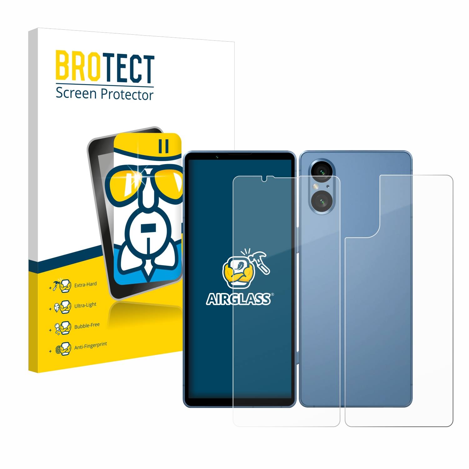 BROTECT AirGlass Glas Panzer-Folie für Sony Xperia 5 V (Display+Rückseite) - Schutzglas