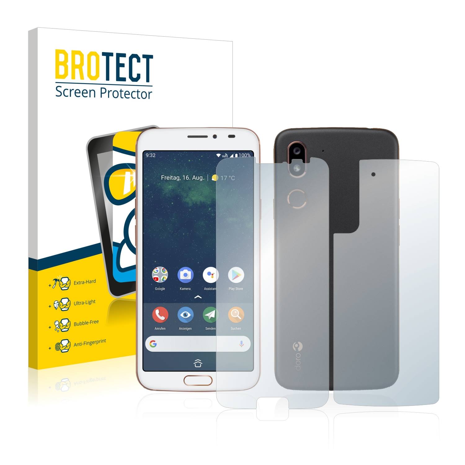 BROTECT AirGlass Glas Schutz-Folie für Doro 8080 (Display+Rückseite) - Schutzglas
