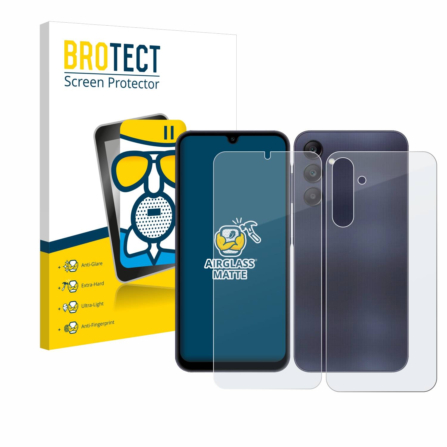 BROTECT AirGlass Matt Glas Schutz Folie für Samsung Galaxy A25 5G (Display+Rückseite)