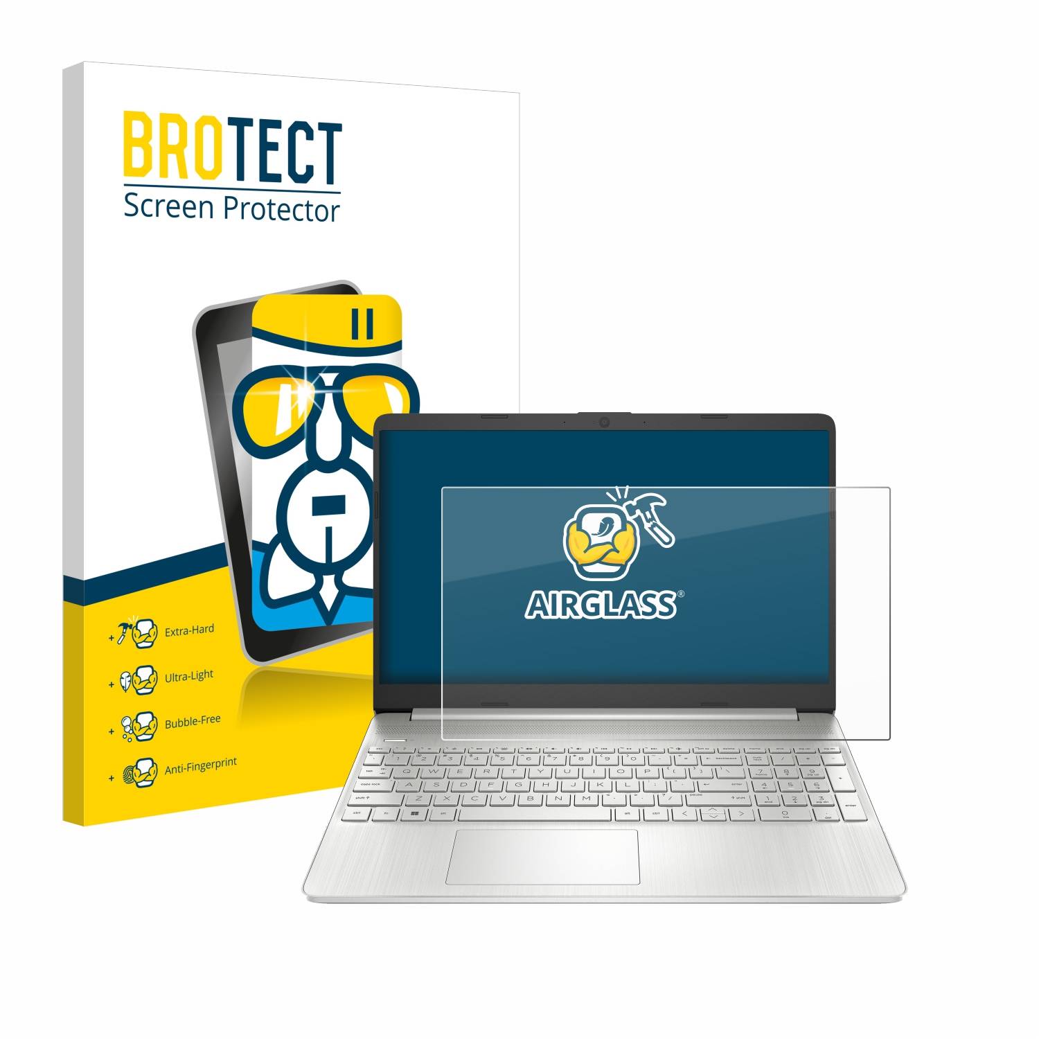 BROTECT AirGlass Flexible Schutz Glas Folie für HP Laptop 15s-eq2677ng Klar Transparent