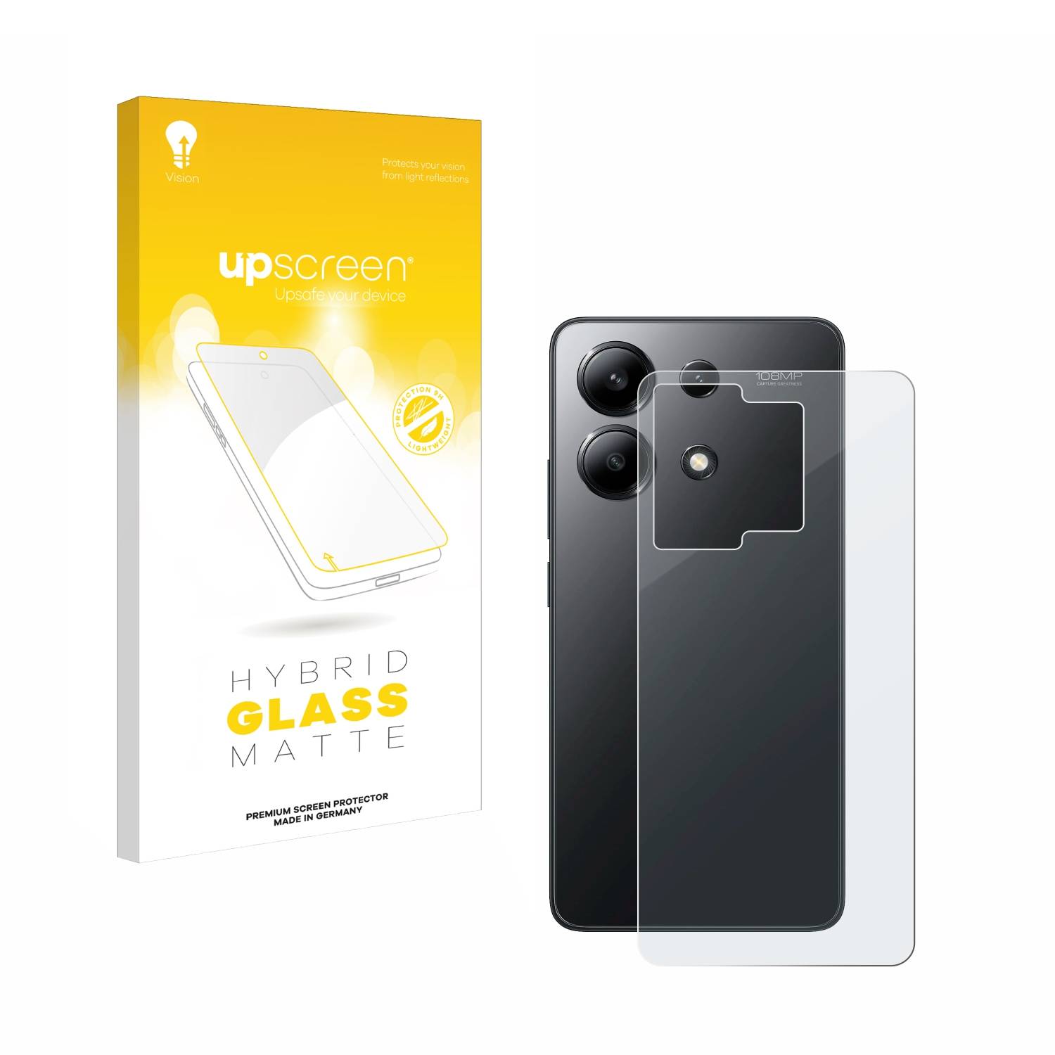 upscreen Hybrid Glas Matt Schutz-Folie für Xiaomi Redmi Note 13 4G (Rückseite)