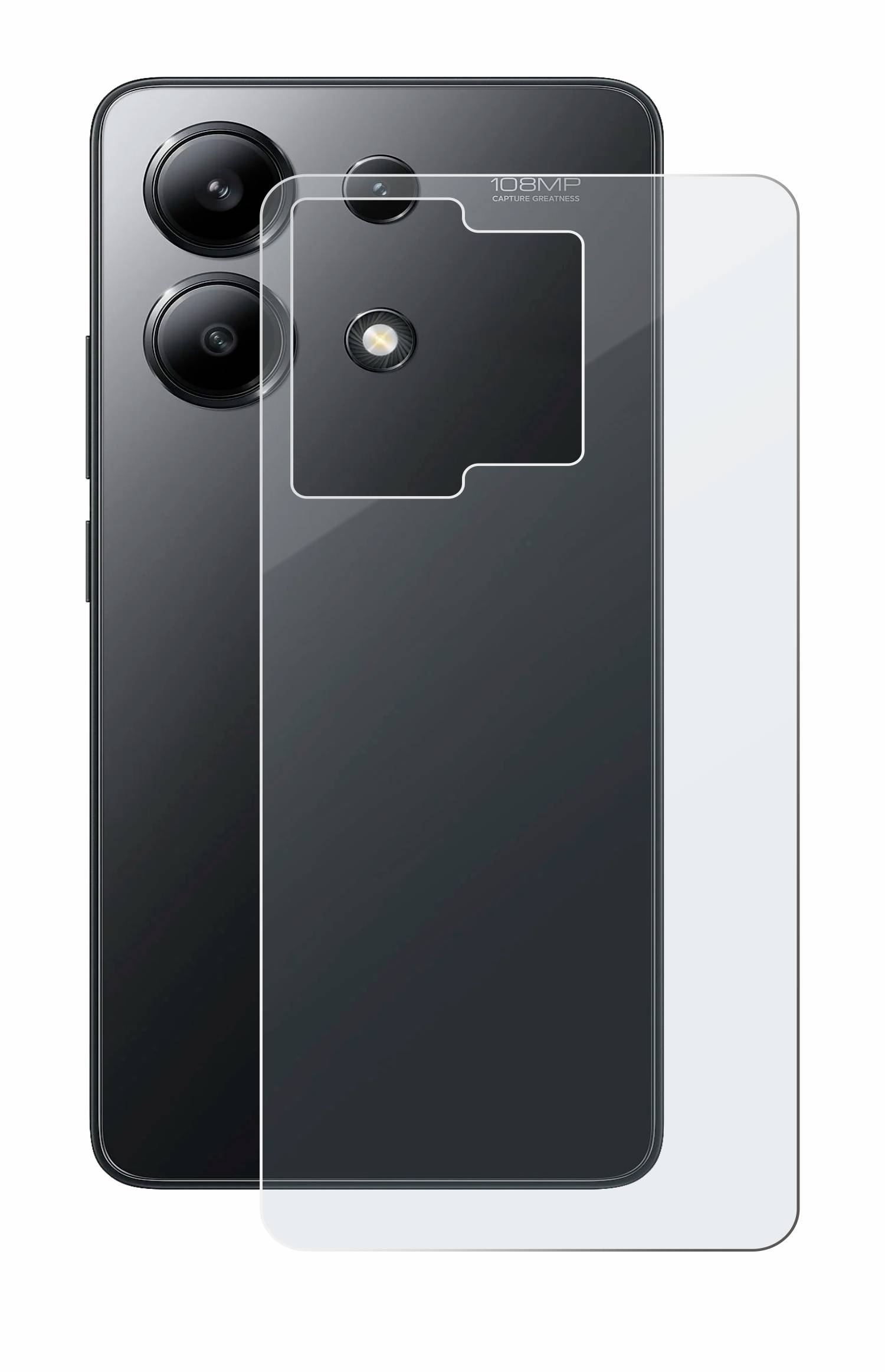 upscreen Hybrid Glas Matt Schutz-Folie für Xiaomi Redmi Note 13 4G (Rückseite)