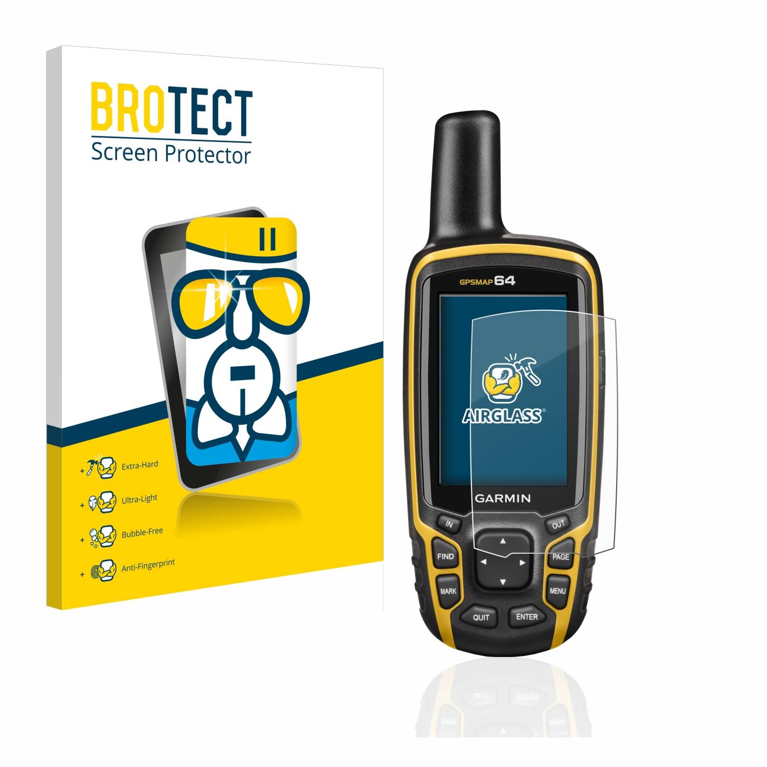 BROTECT AirGlass Flexible Schutz Glas Folie für Garmin GPSMAP 64 Klar Transparent