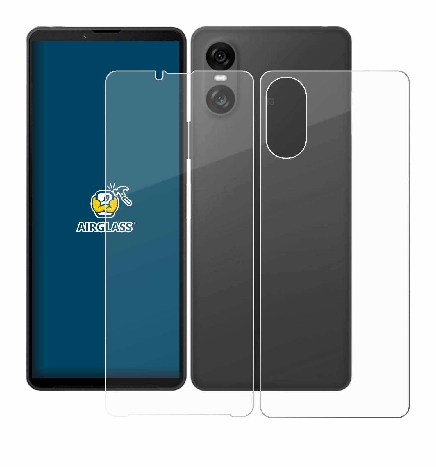 BROTECT AirGlass Glas Schutz-Folie für Sony Xperia 10 VI (Display+Rückseite) - Schutzglas