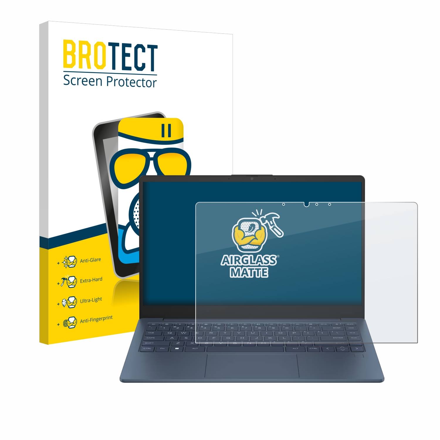BROTECT AirGlass Flexible Schutz Glas Folie für HP Laptop 14-ee Matt Entspiegelt