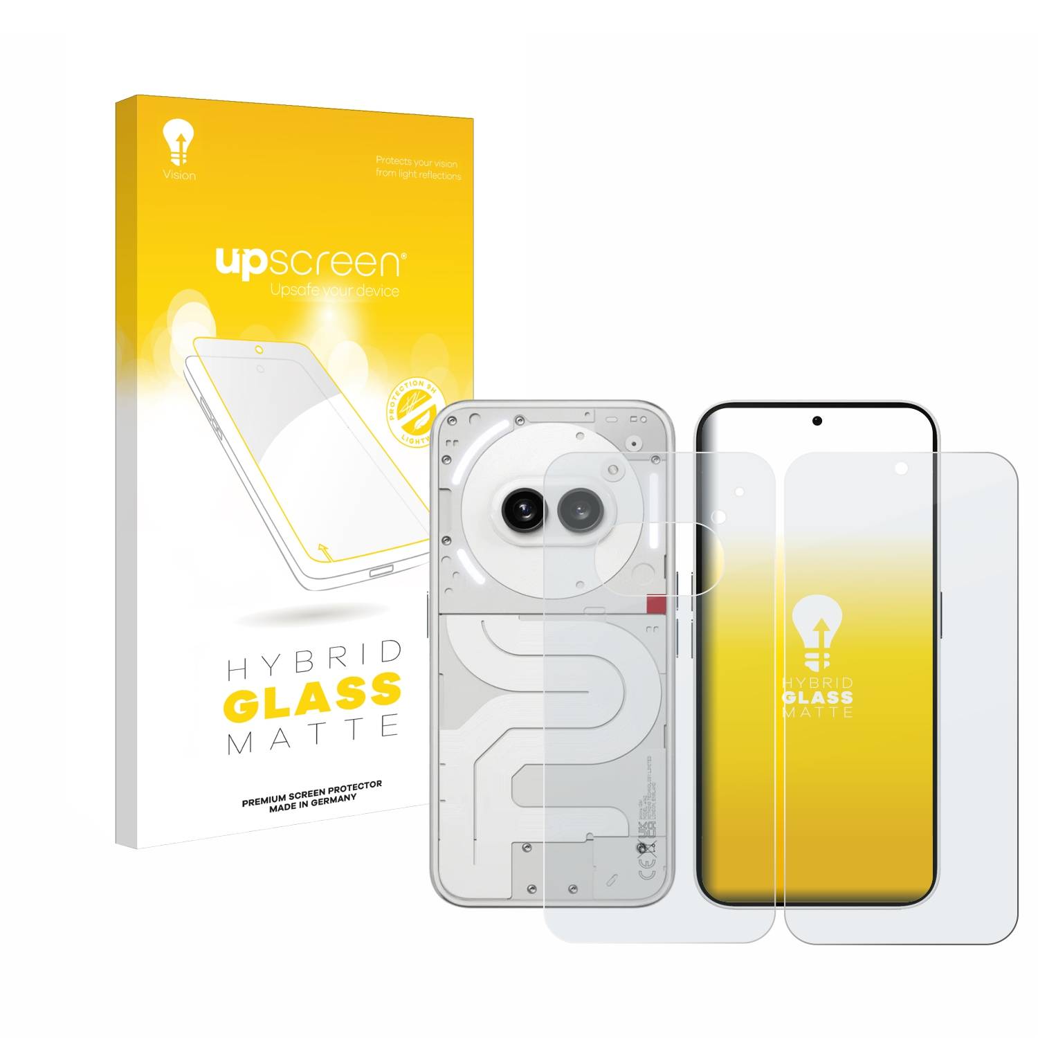 upscreen Flexible Schutz Glas Folie für Nothing Phone (2a) (Display+Rückseite) Schutzglas 9H Hybridglas Matt E