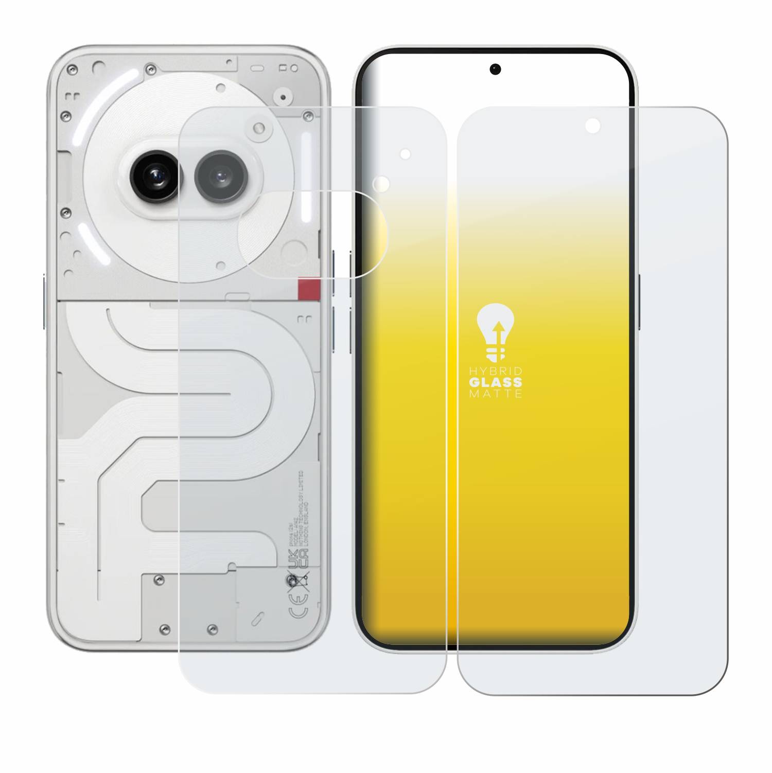 upscreen Flexible Schutz Glas Folie für Nothing Phone (2a) (Display+Rückseite) Schutzglas 9H Hybridglas Matt E