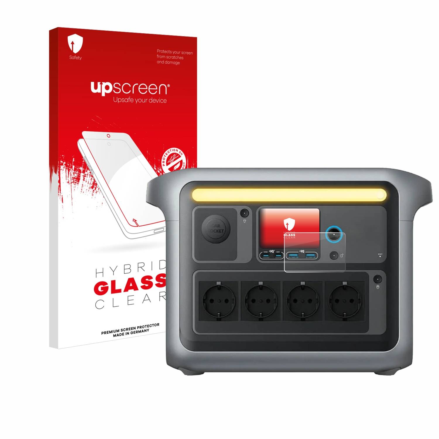 upscreen Hybrid Glas Schutz-Folie für Anker SOLIX C1000X