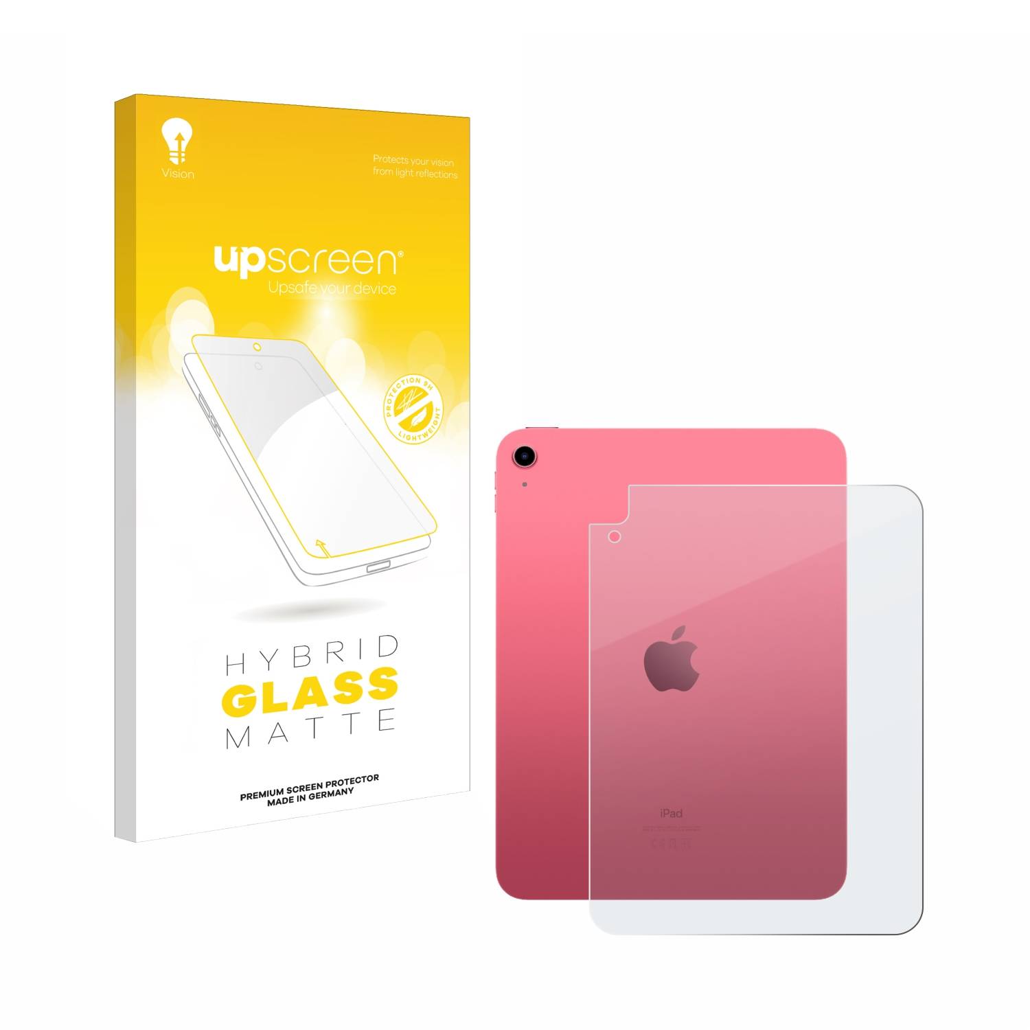 upscreen Hybrid Glas Matt Schutz-Folie für Apple iPad 10.9 WiFi Cellular 2022 (Rückseite, 10. Gen.)