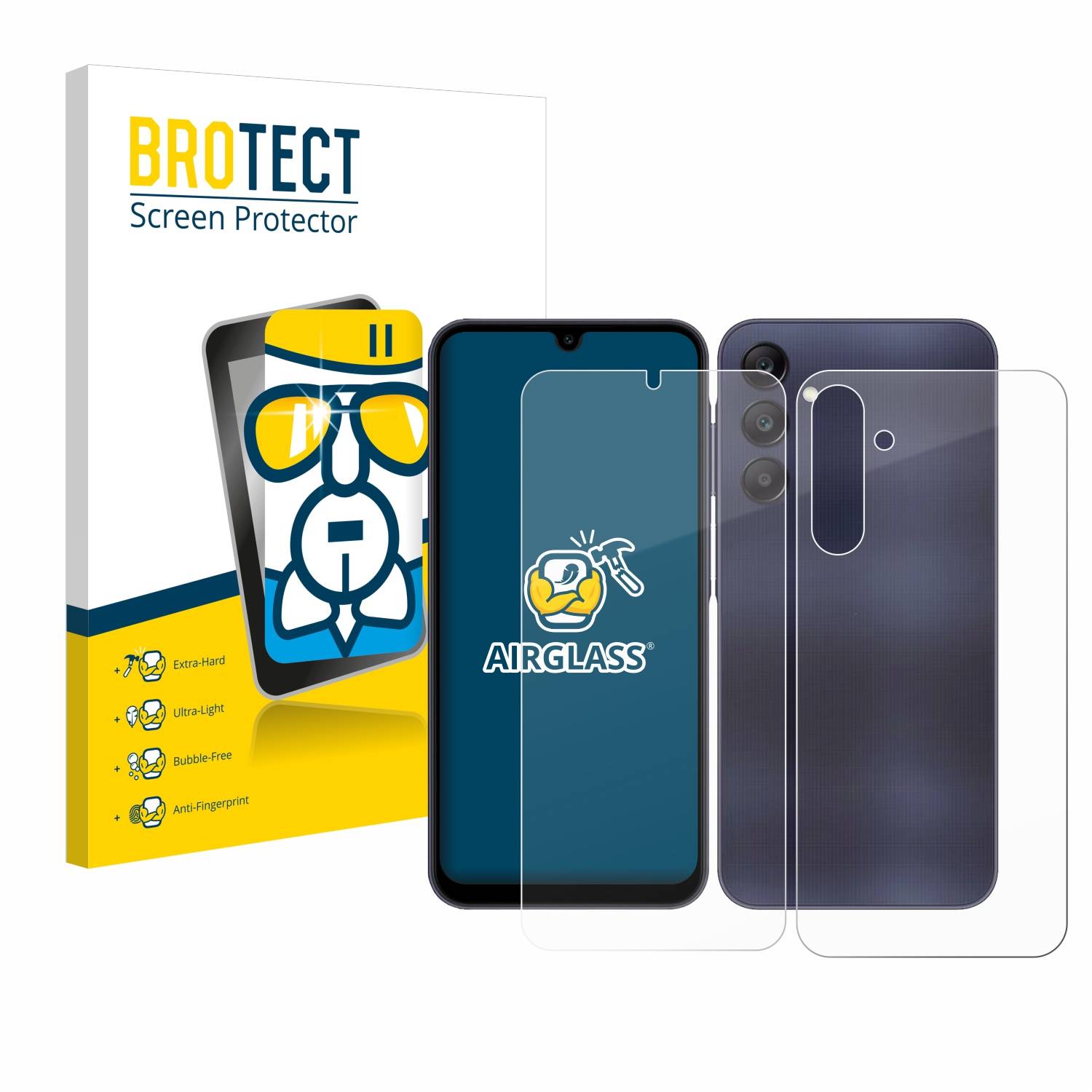 BROTECT AirGlass Glas Schutz-Folie für Samsung Galaxy A25 5G (Display+Rückseite) - Schutzglas
