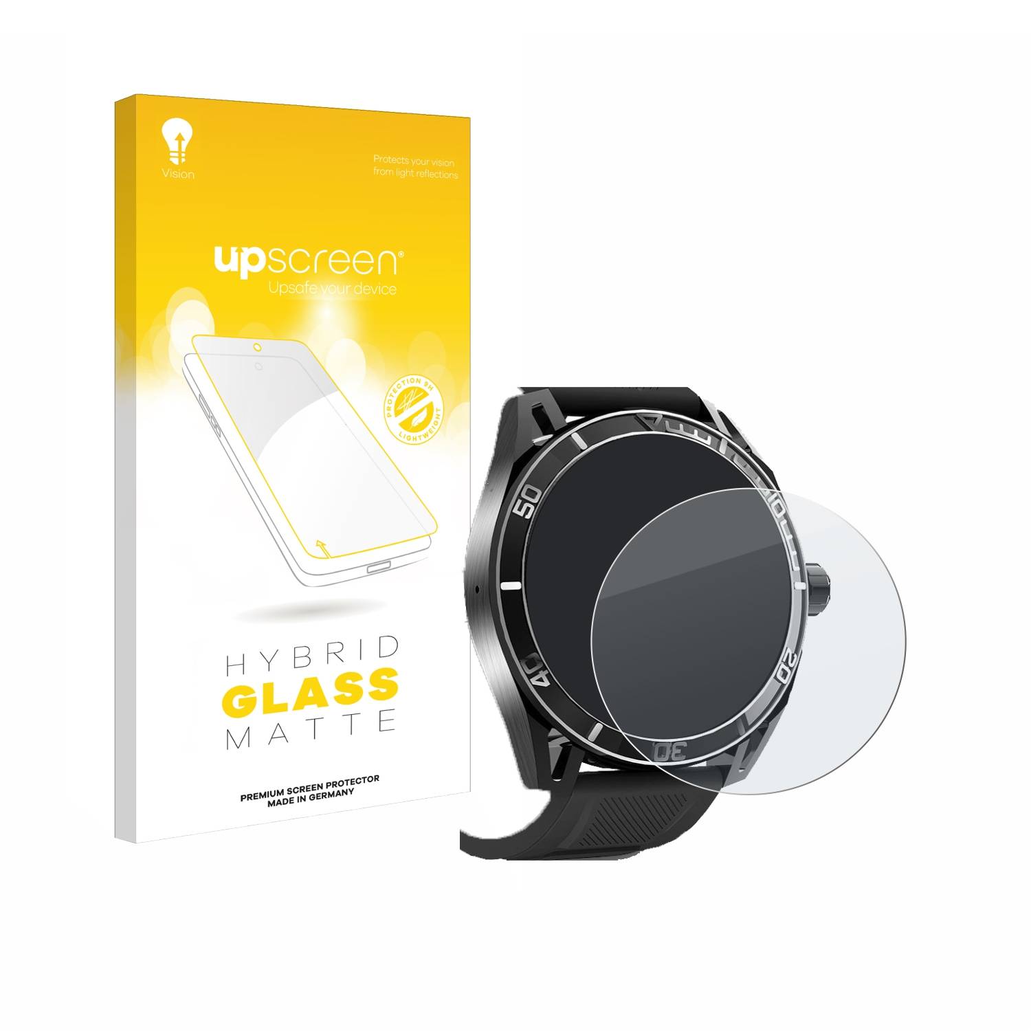 upscreen Hybrid Glas Matt Panzer-Folie für Yuede Smartwatch 1.43 (rund)