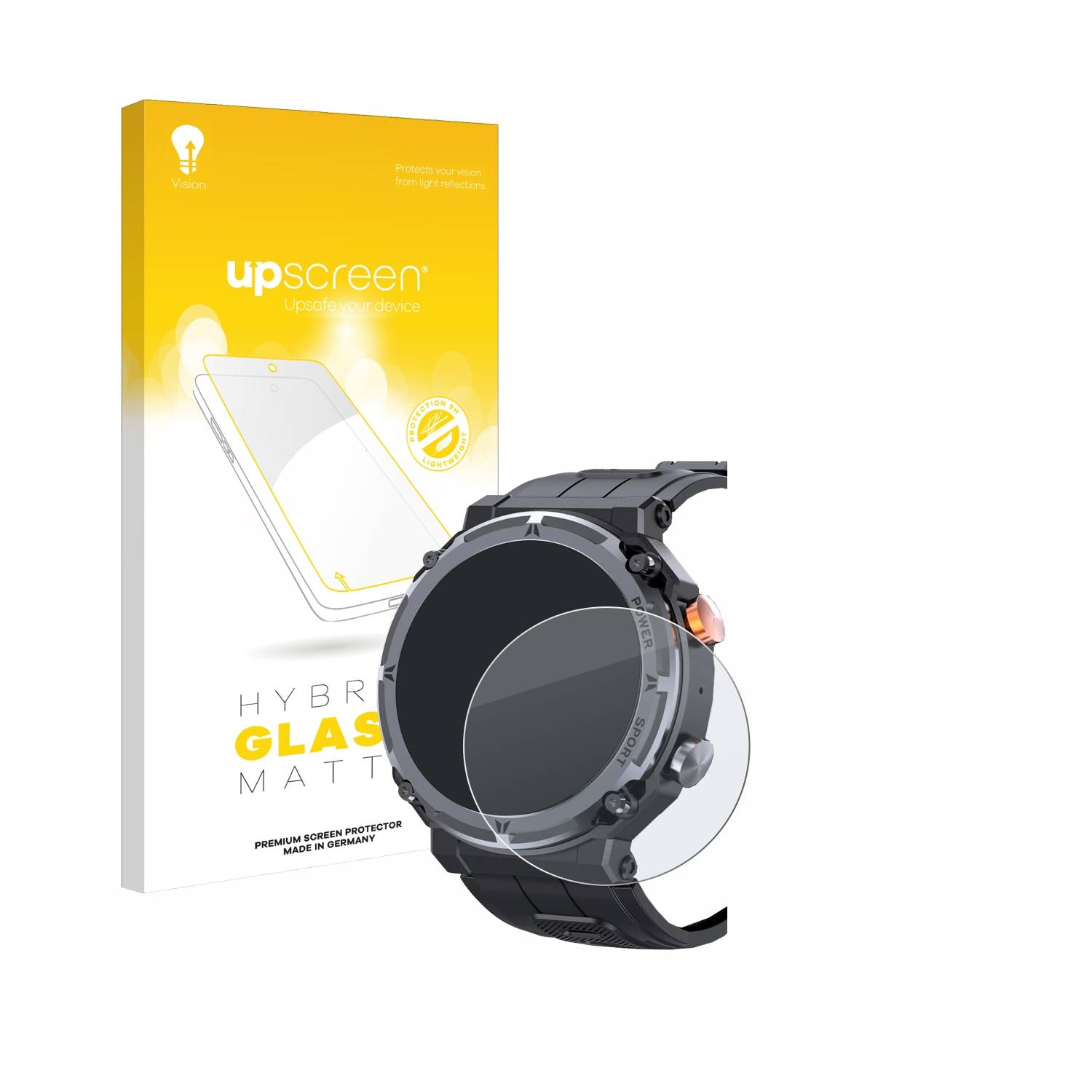 upscreen Hybrid Glas Matt Panzer-Folie für bedee Smartwatch 1.39