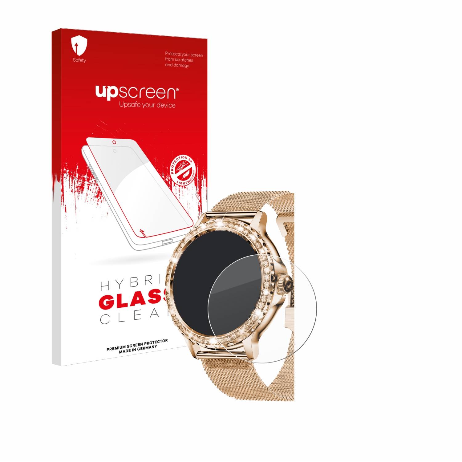 upscreen Hybrid Glas Schutz-Folie für walkbee Smartwatch 1.3 (rund)