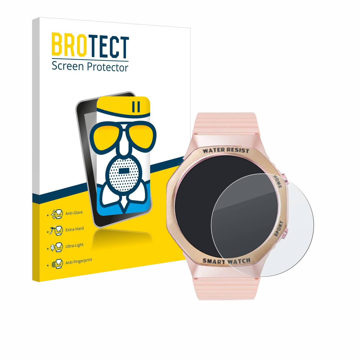 BROTECT AirGlass Matt Glas Panzer Folie für Mutoy Smartwatch 1.32 (rund)