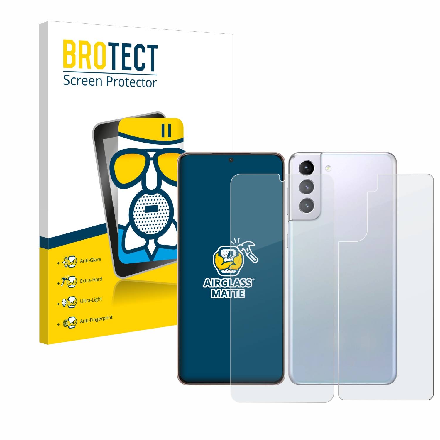 BROTECT AirGlass Matt Glas Schutz Folie für Samsung Galaxy S21 Plus 5G (Display+Rückseite)
