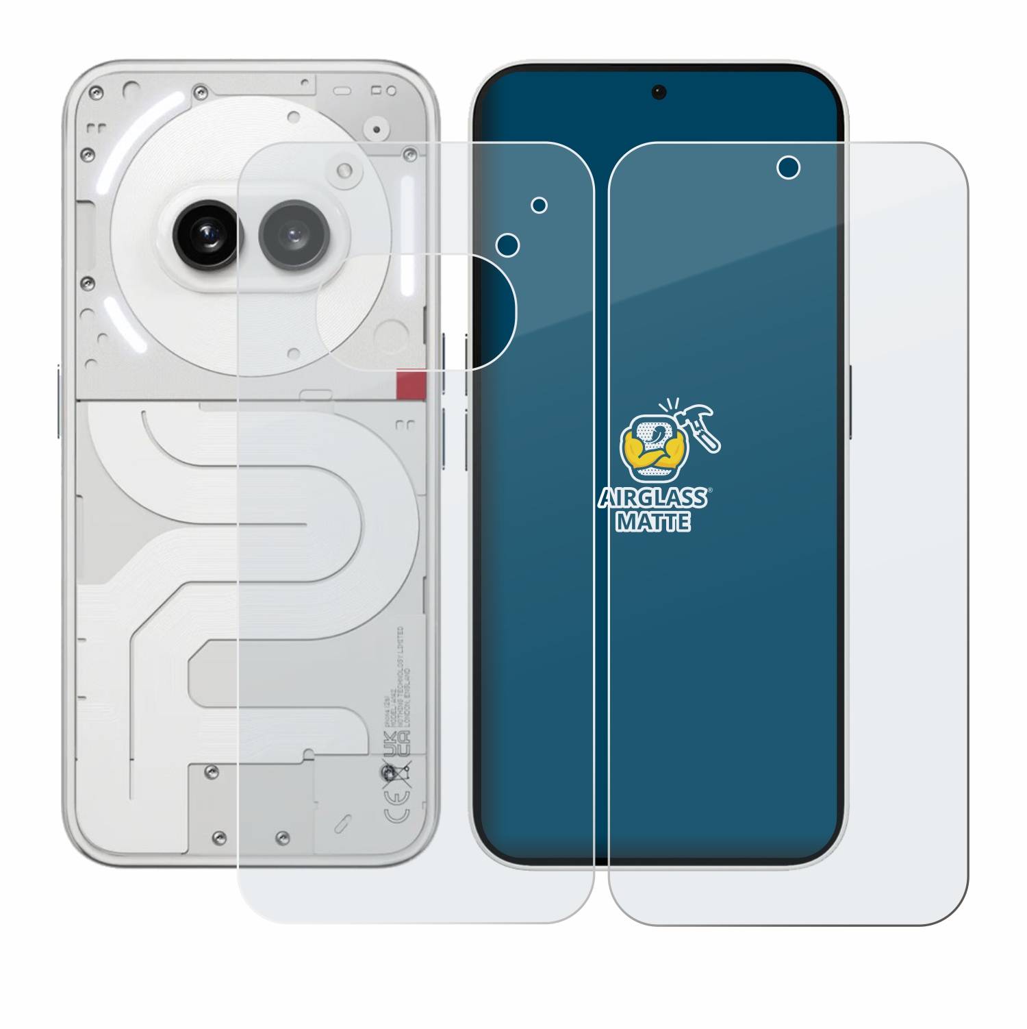 BROTECT AirGlass Flexible Schutz Glas Folie für Nothing Phone (2a) (Display+Rückseite) Matt Entspiegelt