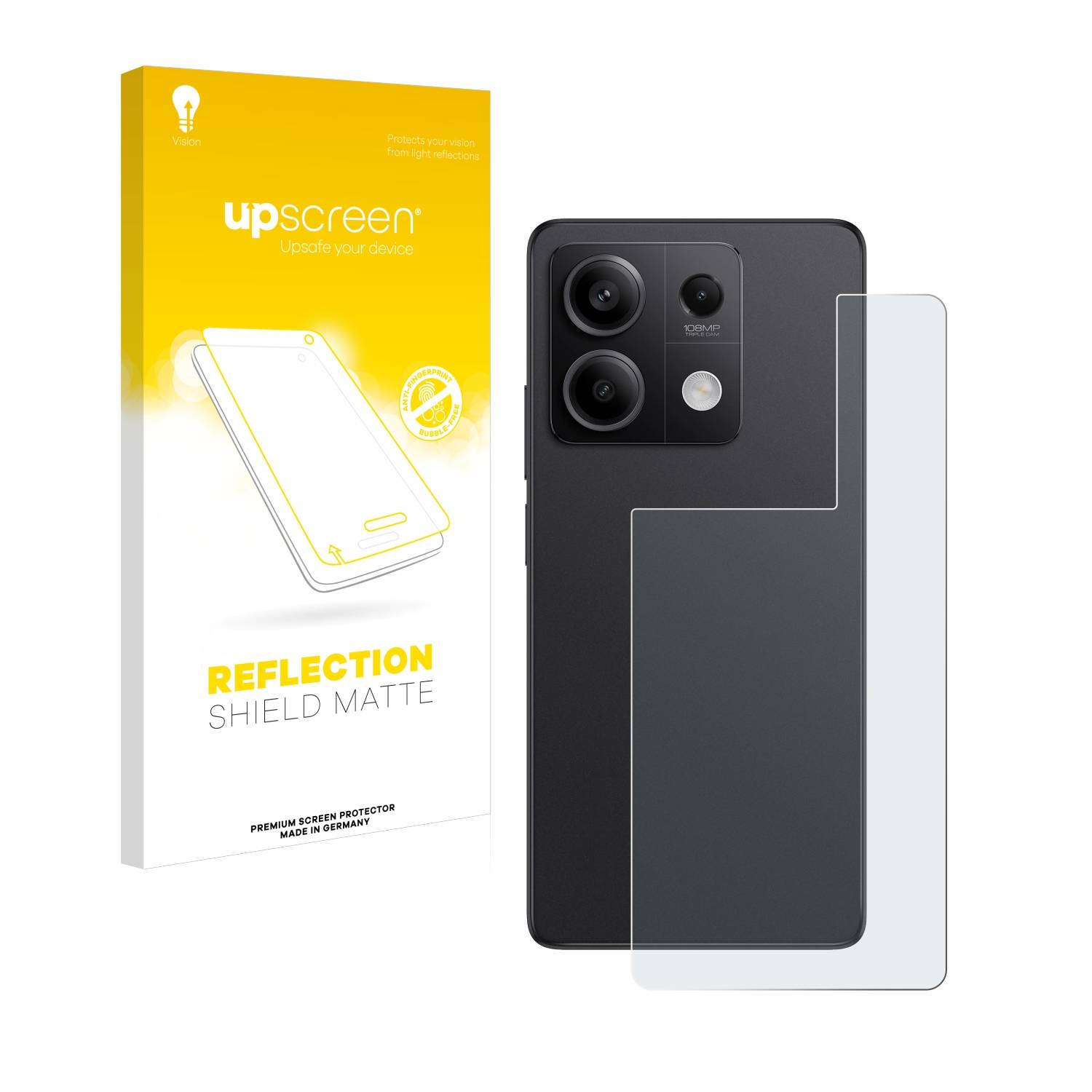 upscreen Reflection Shield Matt Schutzfolie für Xiaomi Redmi Note 13 Pro 5G (Rückseite)