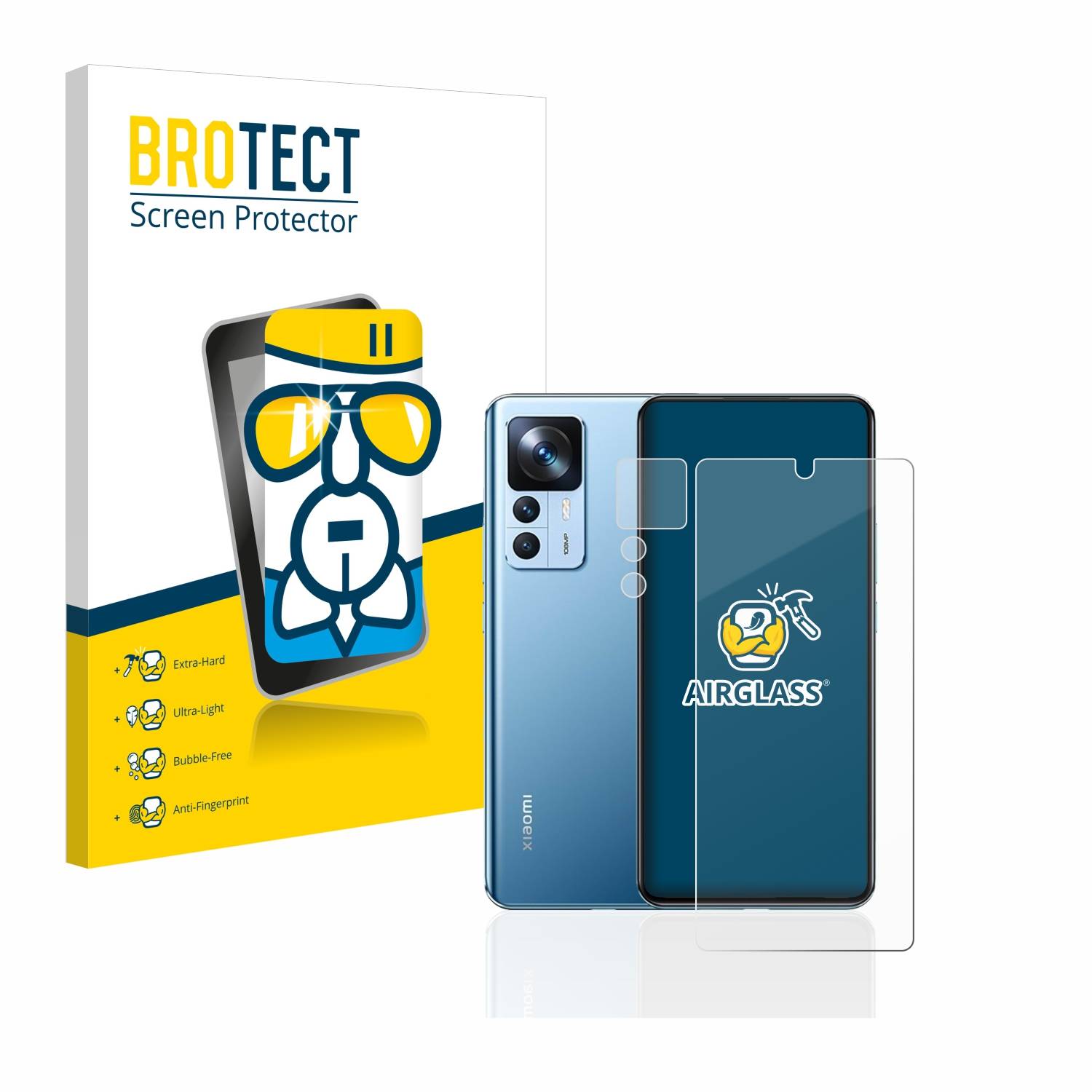 BROTECT AirGlass Glas Panzer-Folie für Xiaomi 12T (Display+Kamera) - Schutzglas