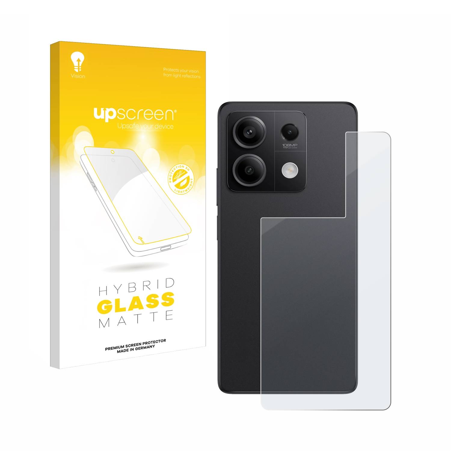 upscreen Hybrid Glas Matt Schutz-Folie für Xiaomi Redmi Note 13 Pro 5G (Rückseite)