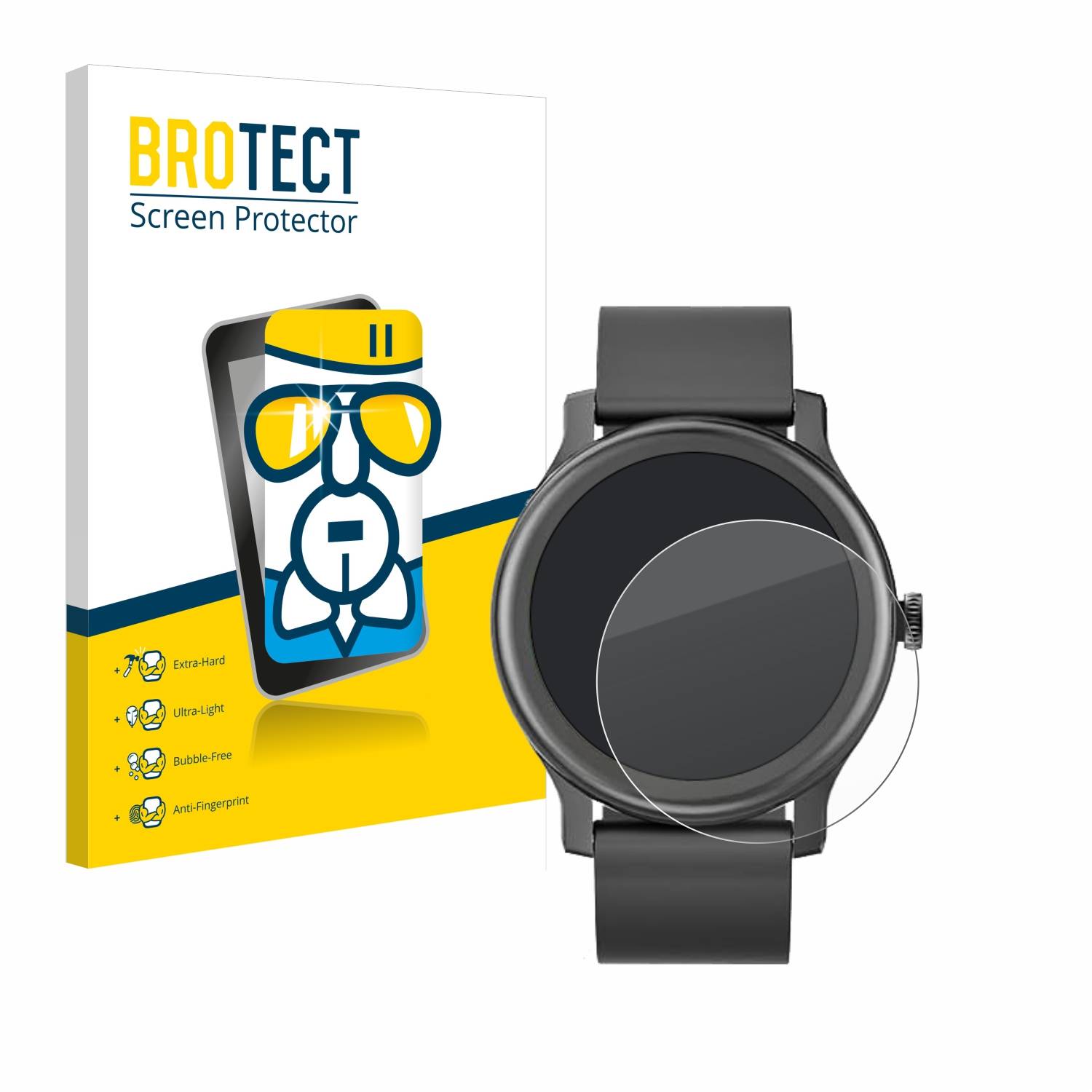 BROTECT AirGlass Glas Panzer-Folie für Loyaa Smartwatch 1.28 - Schutzglas