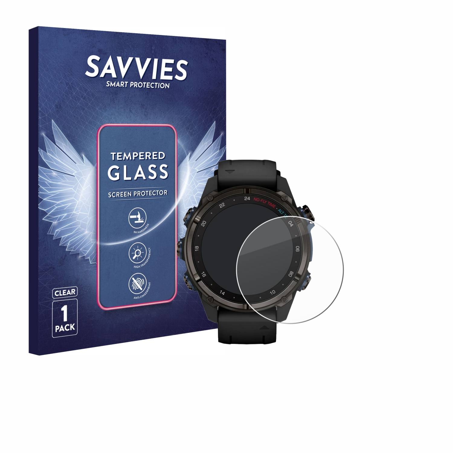 Savvies Clear Schutzglas für Garmin Descent Mk3i (43 mm)