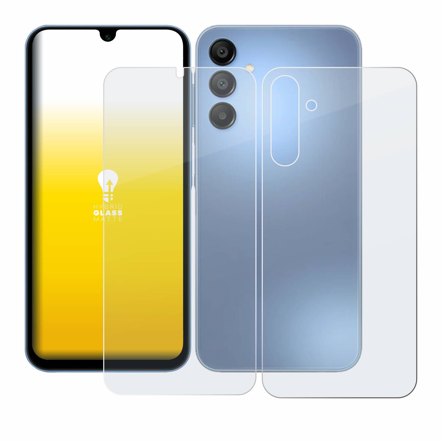 upscreen Hybrid Glas Matt Panzer-Folie für Samsung Galaxy A15 (Display+Rückseite)