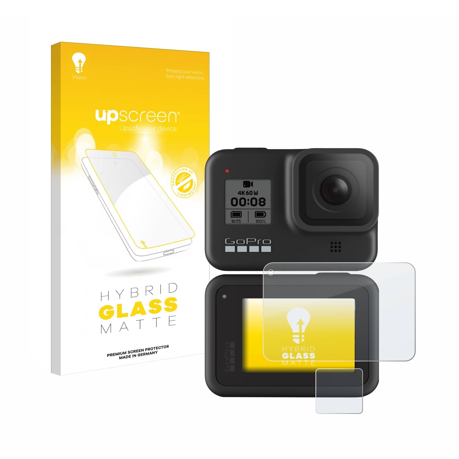 upscreen Flexible Schutz Glas Folie für GoPro Hero 8 Black Schutzglas 9H Hybridglas Matt Entspiegelt