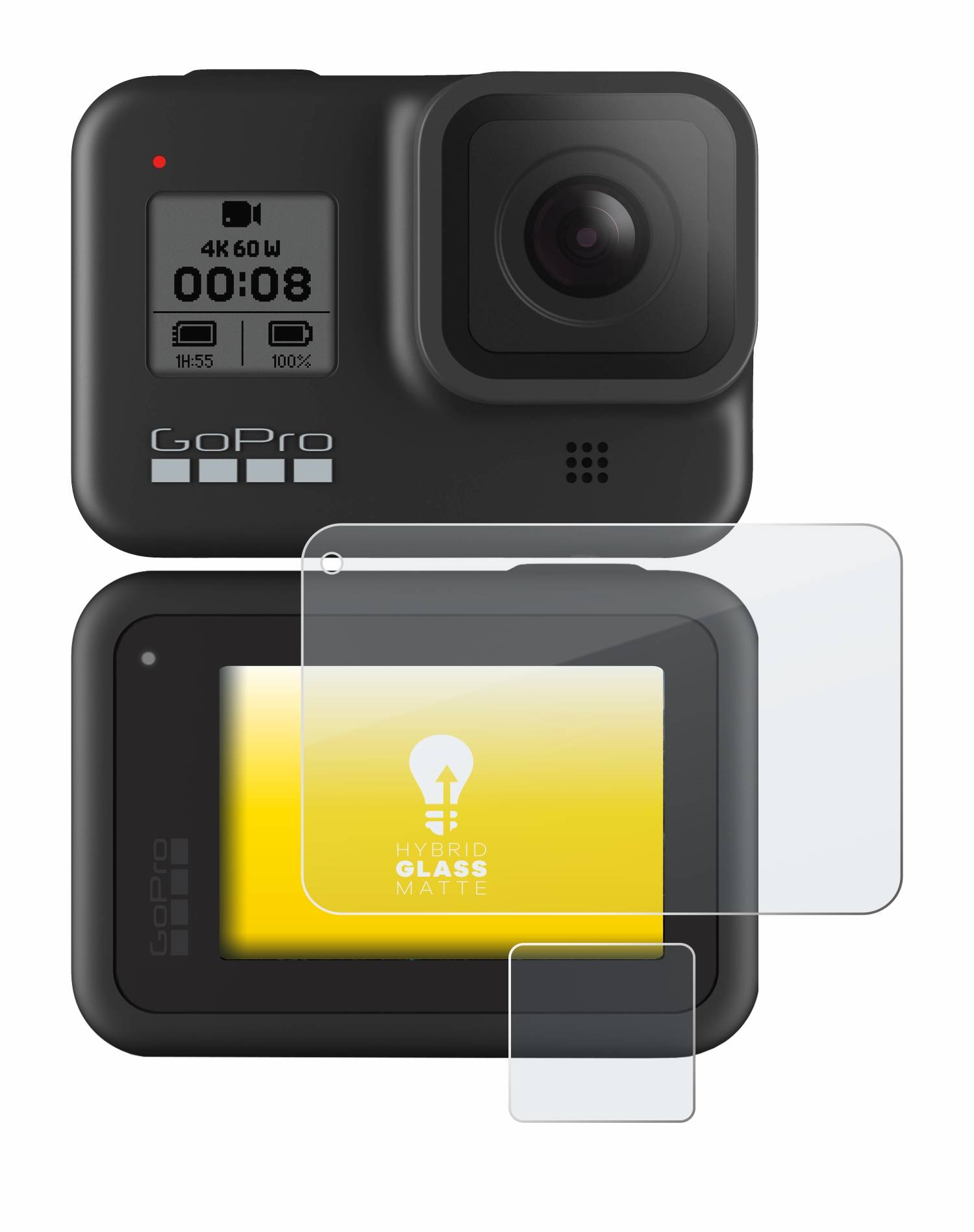 upscreen Flexible Schutz Glas Folie für GoPro Hero 8 Black Schutzglas 9H Hybridglas Matt Entspiegelt