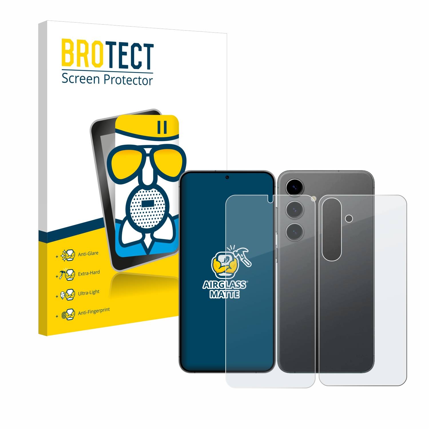 BROTECT AirGlass Matt Glas Schutz Folie für Samsung Galaxy S24 Plus (Display+Rückseite)